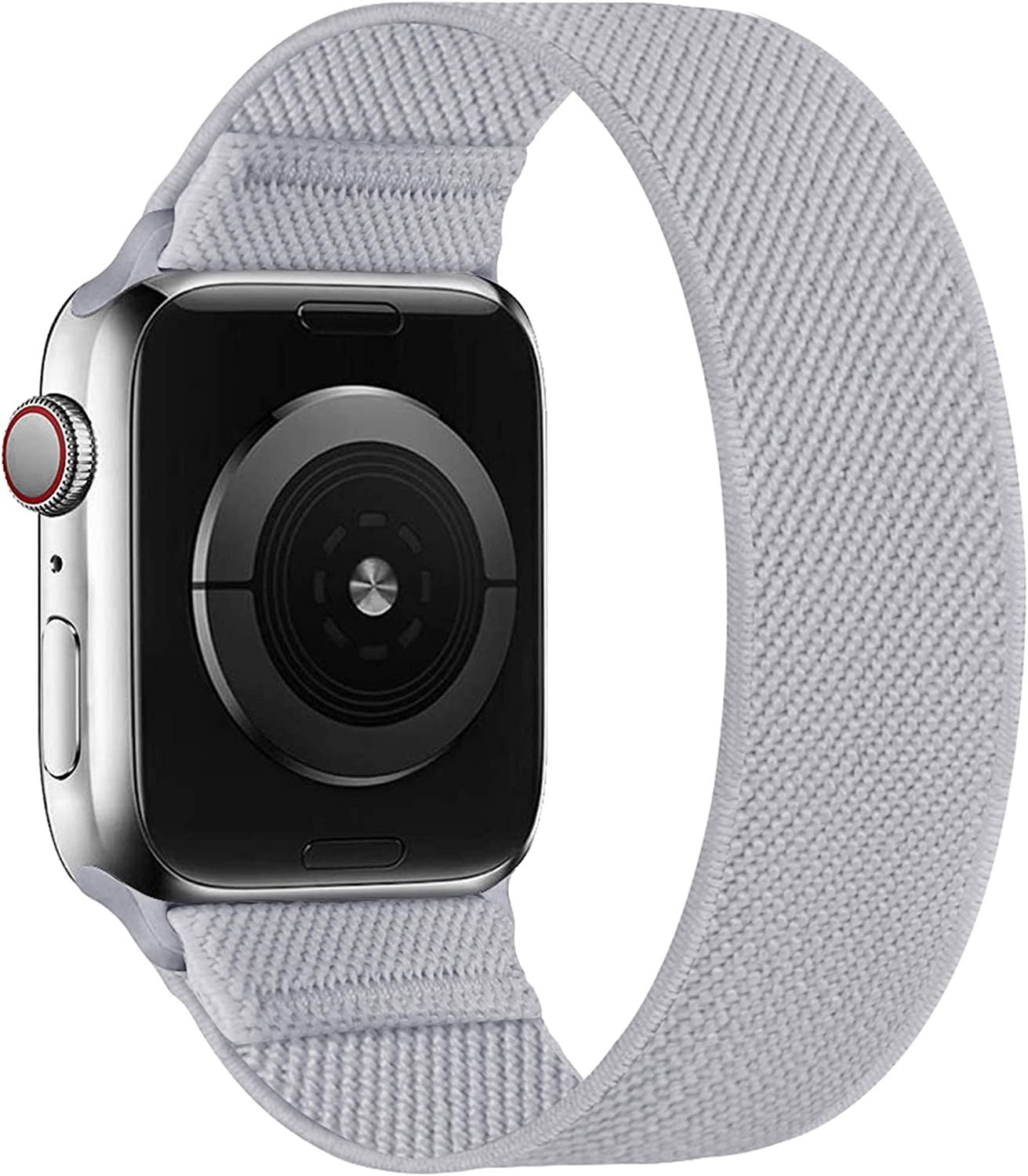ENJINER Stretchy Nylon Solo Loop Bands Compatible with Apple Watch 38Mm 40Mm 41Mm 42Mm 44Mm 45Mm 49Mm Ultra Iwatch Series 8 7 SE 6 5 4 3 2 1 Strap, Sport Elastic Braided Women Men No Buckles Clasps Replacement Wristband  ENJINER Storm Gray 42/44/45/49mm XS(wrists 5.20"-5.71"/132-145mm) 