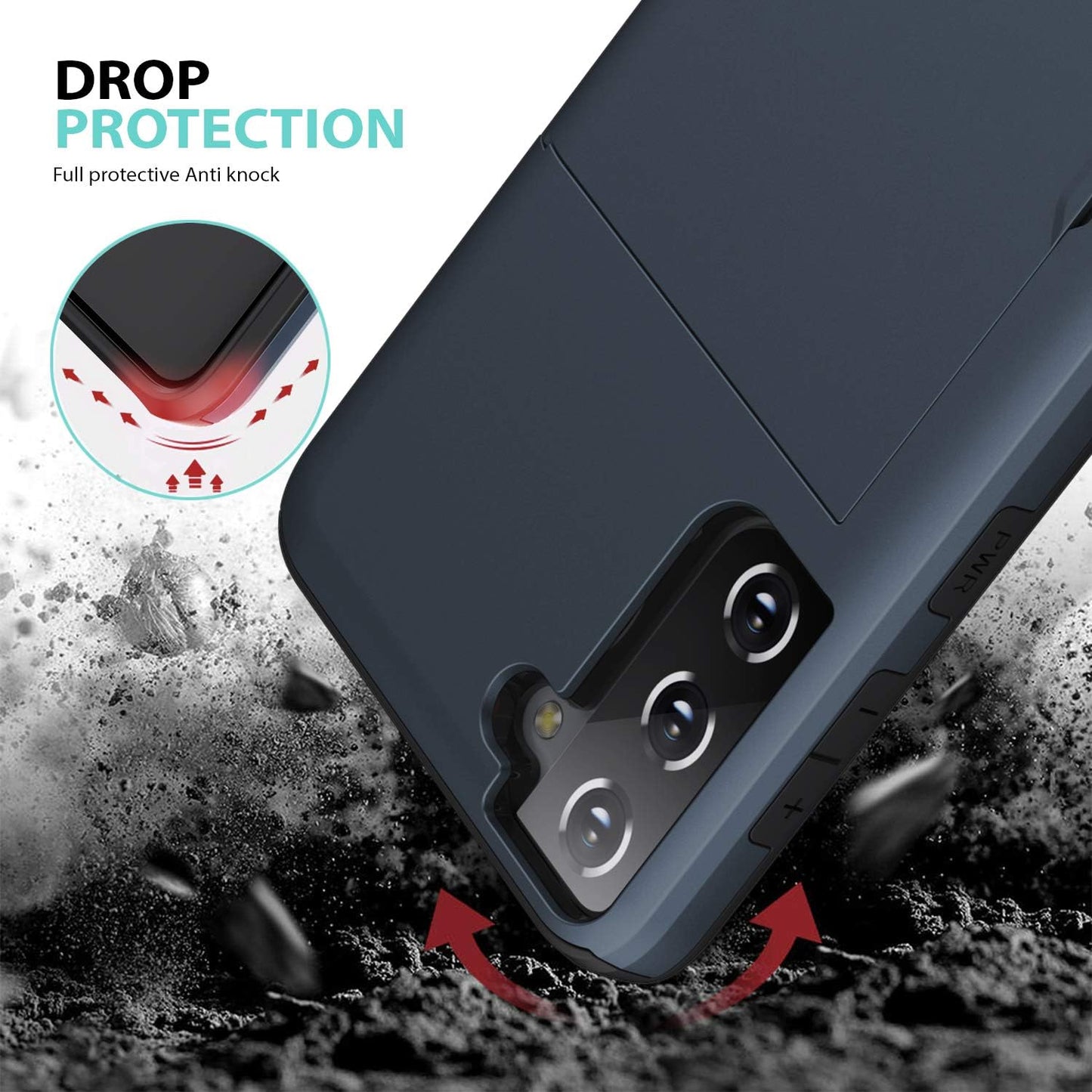 Zuslab Wallet Case Compatible with Samsung Galaxy S21 5G Phone Case with Card Holder Shockproof anti Scratch Compatible with Samsung Galaxy S21 5G with Screen Protector[X2Pack] Dark Blue  ZUSLAB   