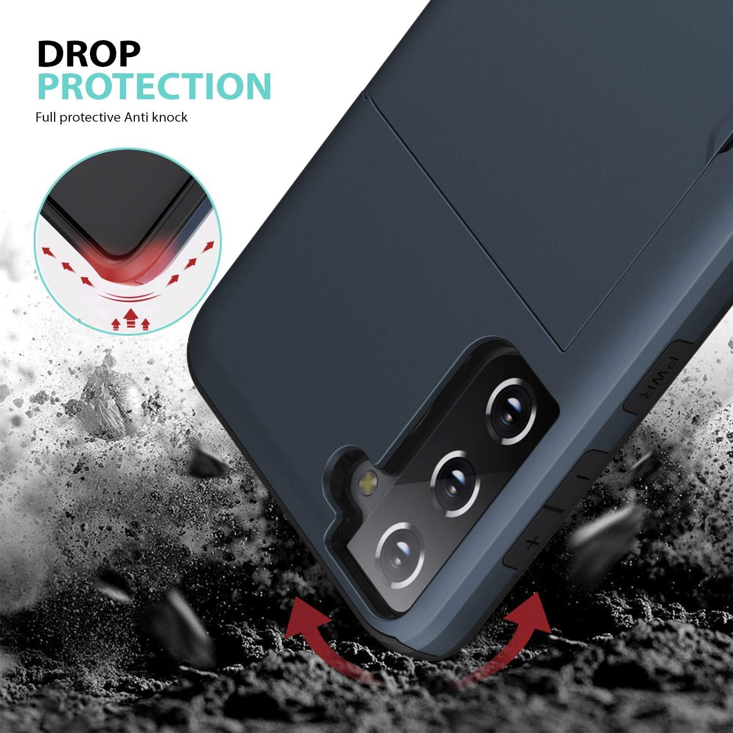 Zuslab Wallet Case Compatible with Samsung Galaxy S21 5G Phone Case with Card Holder Shockproof anti Scratch Compatible with Samsung Galaxy S21 5G with Screen Protector[X2Pack] Dark Blue  ZUSLAB   