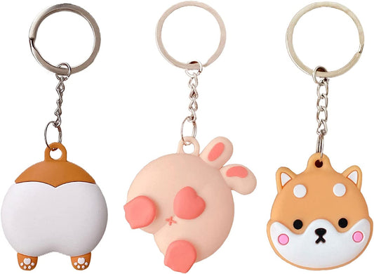 Rertnocnf Portable Case for Air Tag, Kawaii Cute Cartoon Character Silicone Anti-Scratch Protective Cover Compatible with Airtags Finder Location Tracker Keychain for Kids Pets Keys 3 Pack  Rertnocnf   