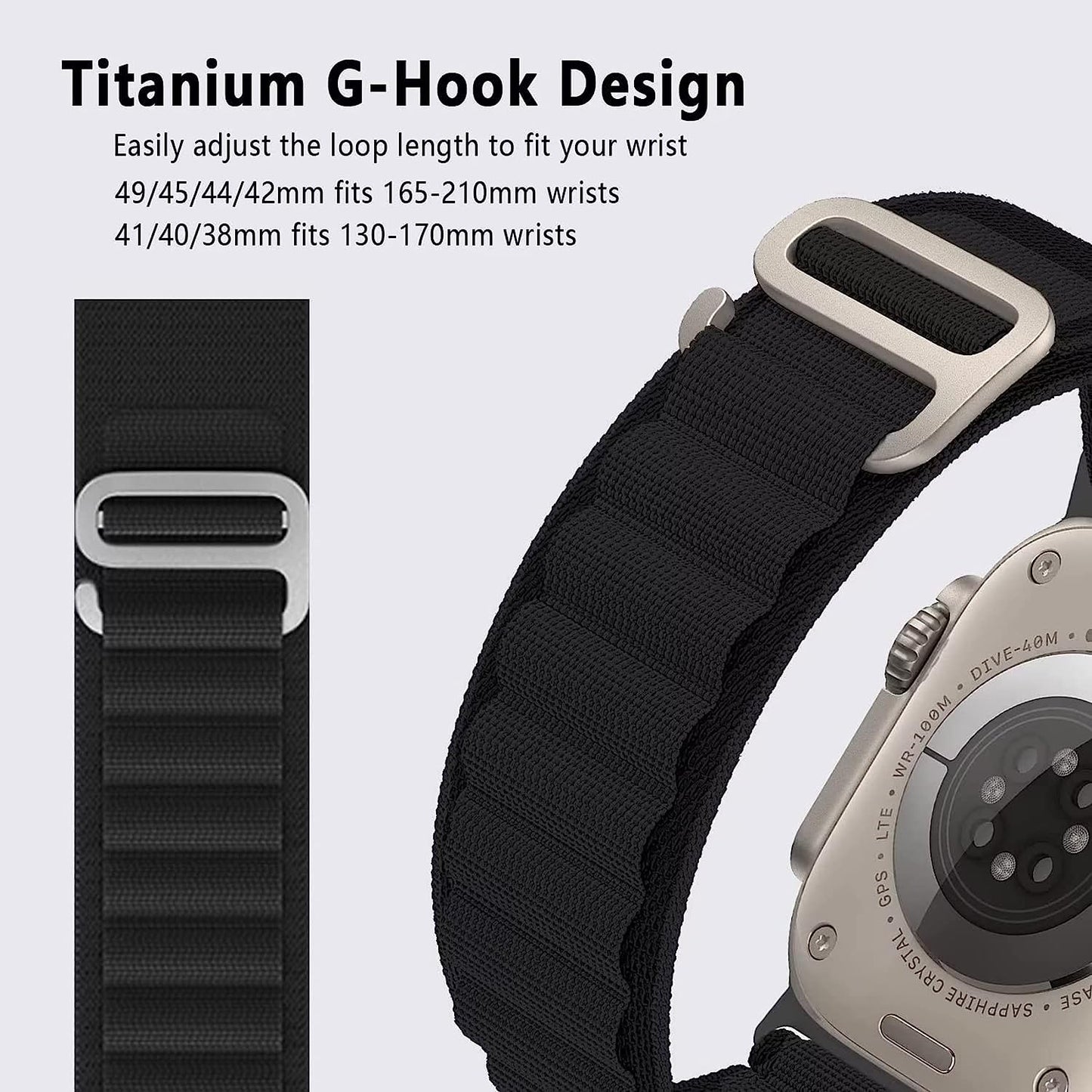 2 PCS Alpine Loop Nylon Bands Compatible with Apple Watch Ultra 49Mm 42Mm 44Mm 45Mm,Adjustable Sport with Titanium G-Hook Braided Bands for Iwatch Series 8/7/6/5/4/3/2/1/SE for Man  YXWUIVP   