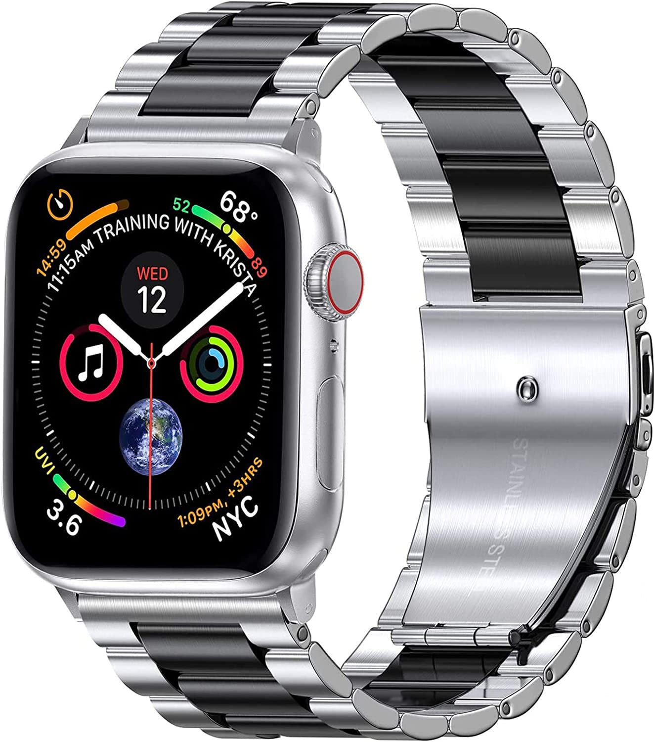 Oribox 20Mm Watch Bands Compatible for Watch Bands, Samsung Galaxy Watch Resin Pink Metal Wristband  ORIbox Resin Black For iWatch 42MM/44MM/45MM 