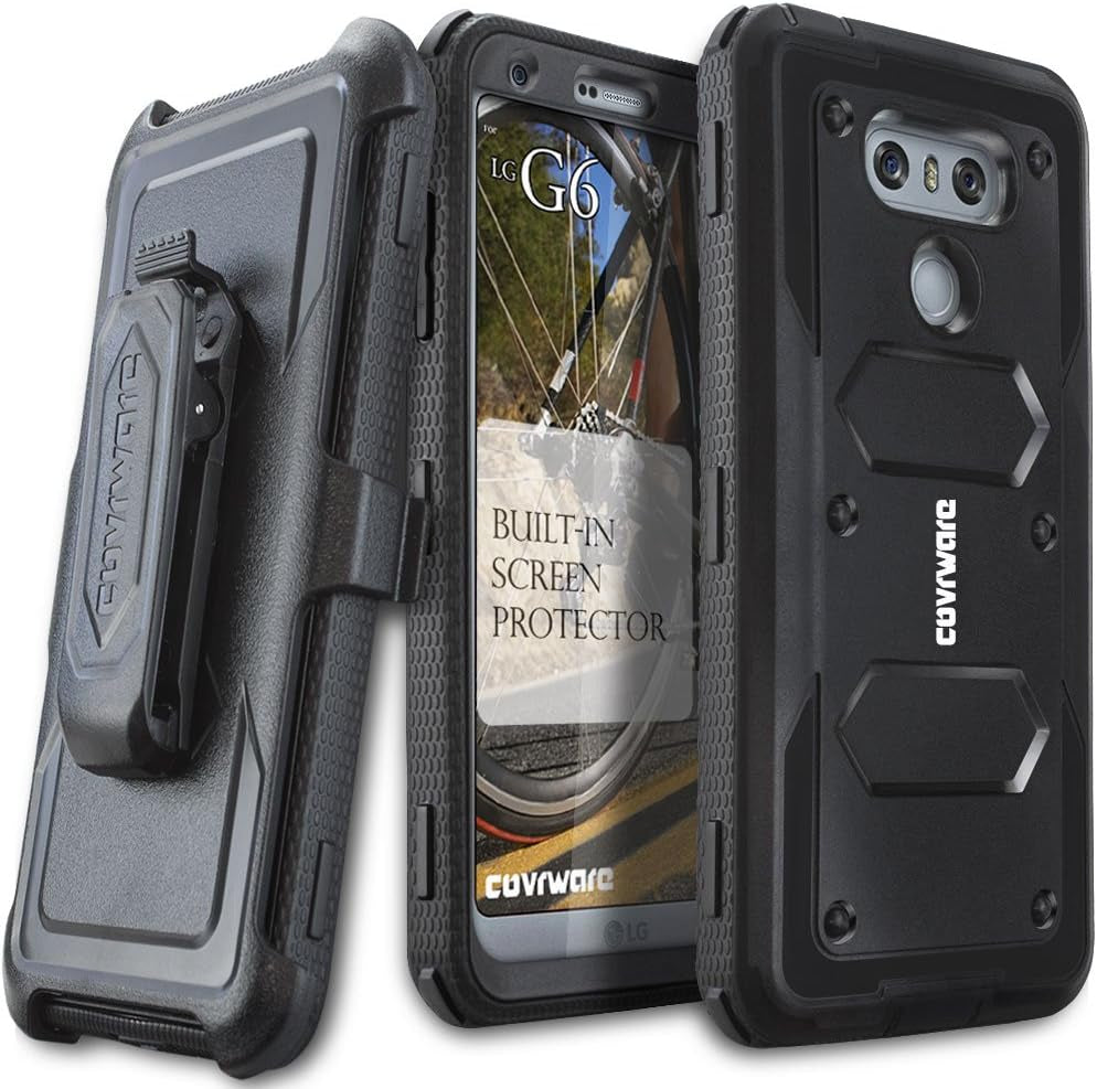 COVRWARE Aegis Series Case for LG G6 with Built-In Screen Protector Heavy Duty Full-Body Rugged Holster Armor Case Belt Swivel Clip Kickstand, Black  COVRWARE   