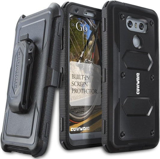 COVRWARE Aegis Series Case for LG G6 with Built-In Screen Protector Heavy Duty Full-Body Rugged Holster Armor Case Belt Swivel Clip Kickstand, Black  COVRWARE   