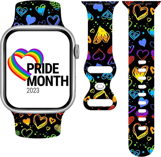 Summer Tropical Floral Watch Band Compatible with Apple Watch 38Mm 40Mm 41Mm 42Mm 44Mm 45Mm, Palm Tree Pattern Silicone Replacement Bands Wristbands Strap Compatible with All Iwatch Series  WANSENCE   