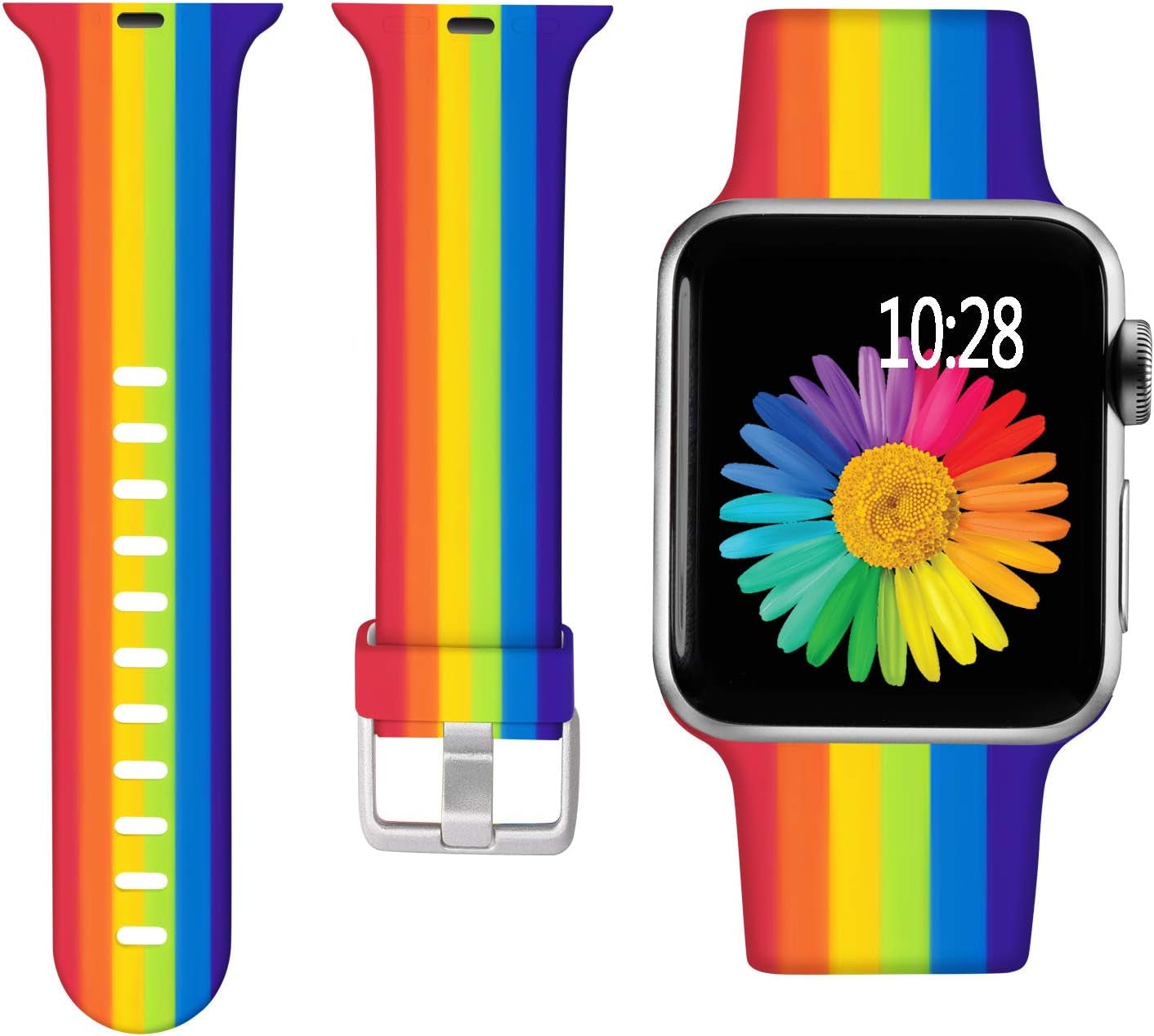 Laffav Compatible with Apple Watch Band 41Mm 40Mm 38Mm Iwatch SE & Ultra & Series 8/7/6/5/4/3/2/1 for Women Men, Sexy Leopard, S/M  Laffav Rainbow 38/40/41MM M/L 