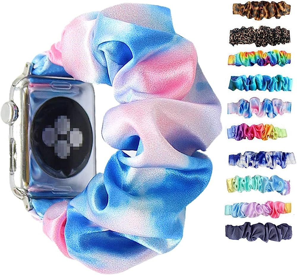 Tomcrazy Scrunchie Elastic Watchband for Apple Watch Band Series 8 7 6 5 4 3 2 1 SE Ultra, Watch Band for Iwatch 49Mm 45Mm 41Mm 38Mm 40Mm 42Mm 44Mm Strap Bracelet  Ruidou Technology Co Ltd Blue pink tie dye 61 41mm/40mm/38mm 