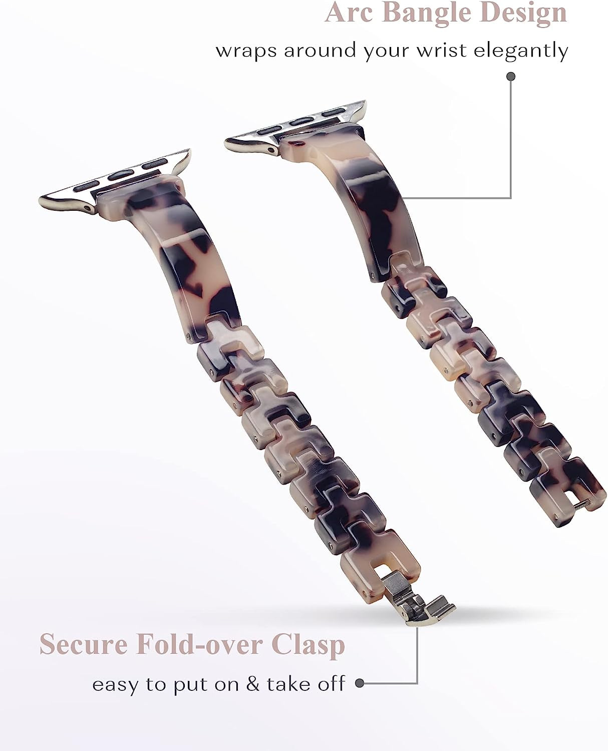 Slim Tortoise Watch Band Compatible with Apple Watch 38/40/41/42/44/45/49Mm, Resin Watch Bracelet Band for Iwatch Series Ultra/Se/8/7/6/5/4/3/2/1, Thin Watch Strap for Women  Unilily   