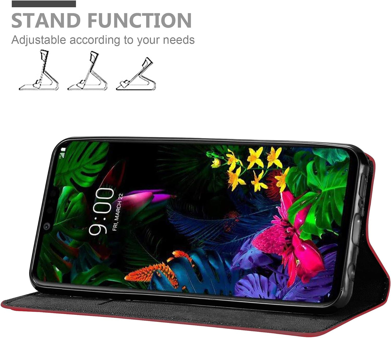 Cadorabo Book Case Compatible with LG G8 Thinq in Apple RED - with Magnetic Closure, Stand Function and Card Slot - Wallet Etui Cover Pouch PU Leather Flip  Cadorabo   