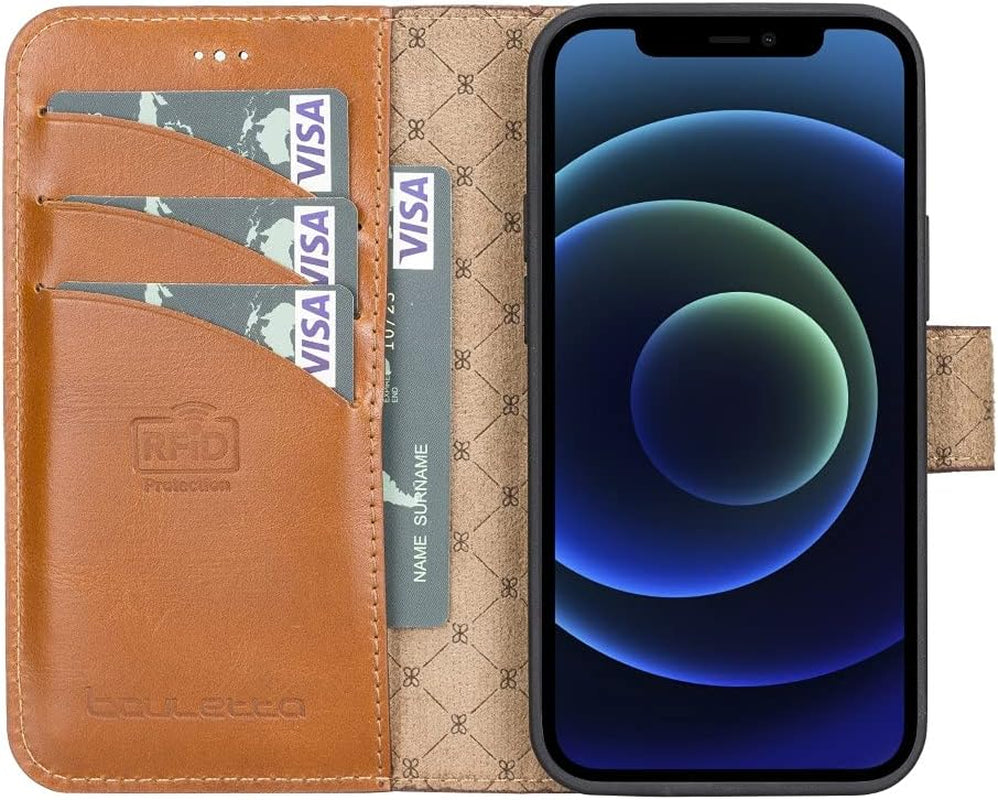 BOULETTA Leather Wallet Case for Iphone 13 Mini (5.4'') - Magsafe Flip Folio Cases Magnetic Detachable RFID Phone Cover with 3 Card Slots  Bouletta   