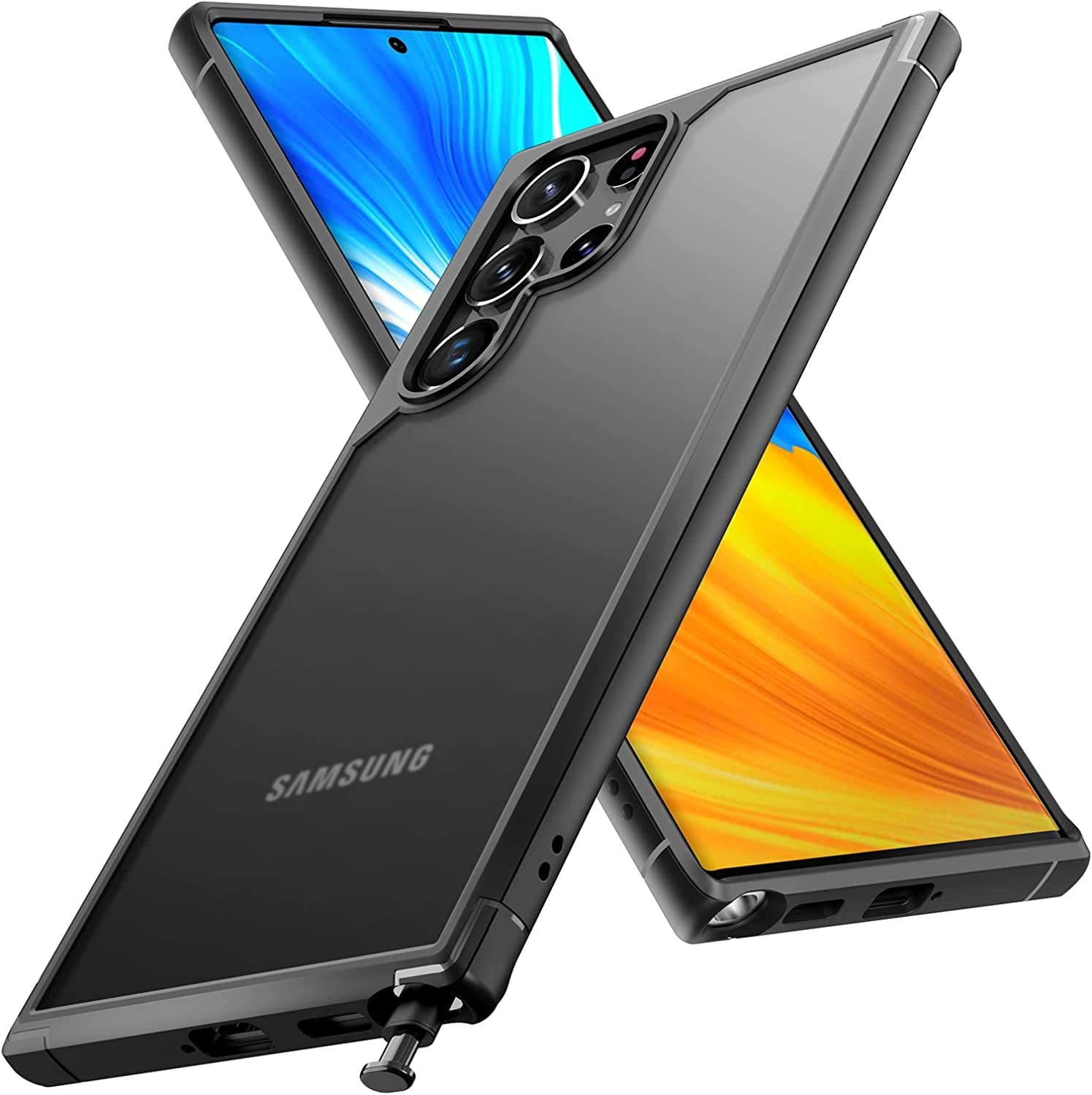 TOCOL for Samsung Galaxy S22 Ultra Case, Translucent Matte Hard Back [Military Grade Shockproof] [Anti-Scratch & Anti-Fingerprint] Slim Fit Protective Cover for Galaxy S22 Ultra Case 6.8'', Navy Blue  TOCOL Black  