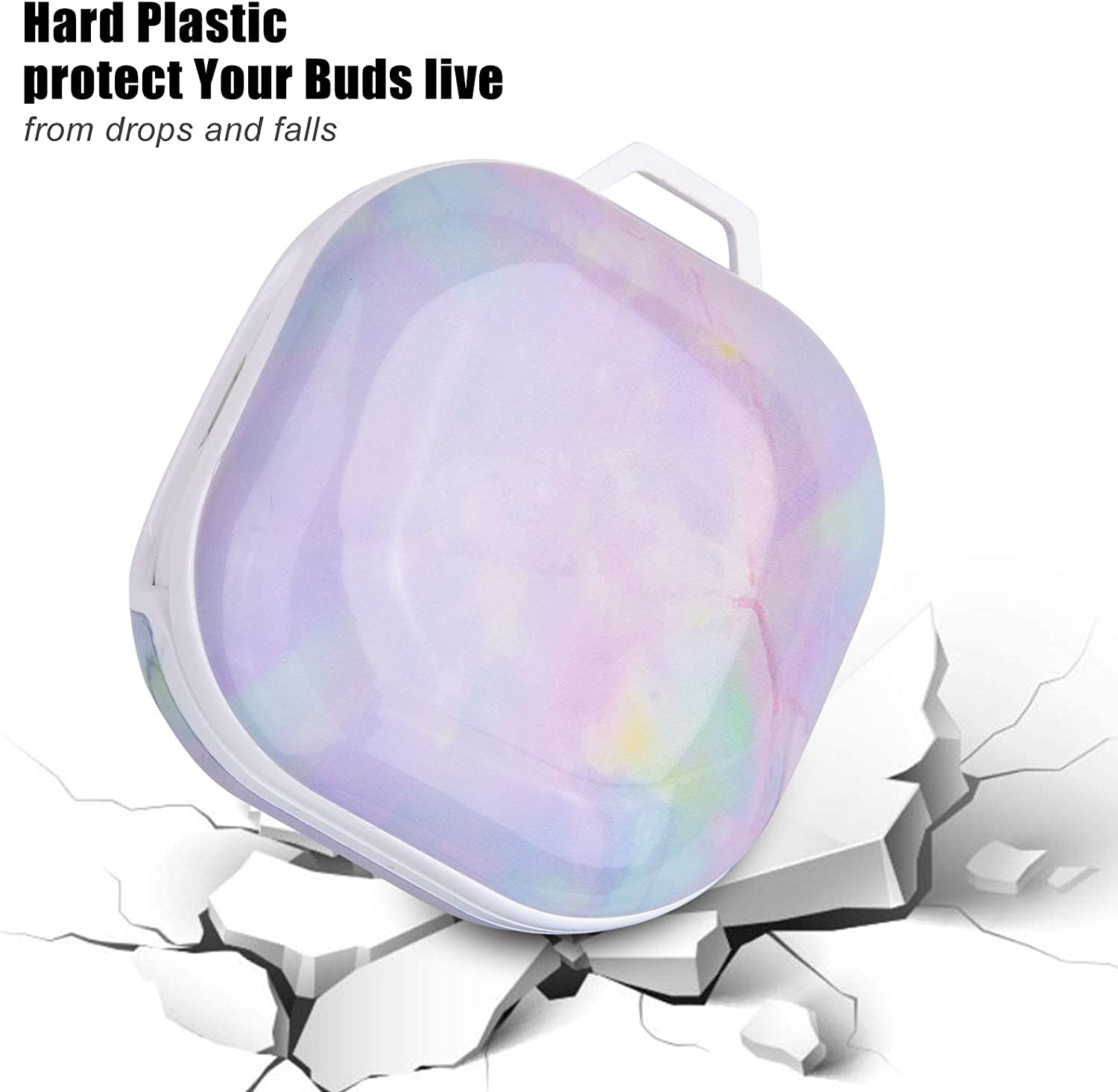 OLEBAND Galaxy Buds 2 Pro/Buds Live/Buds Pro/Buds 2 Case with Cute Pattern and Keychain Accessory,Hard Cover for Women and Girls,Colorful Marble  OLEB   