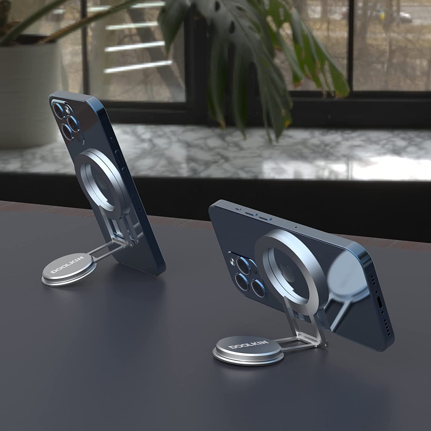 Doolkin® Pro Mount, Phone Holder for Laptop and Car, Cell Phone Magnetic Holder, Universal Adjustable Phone Mount Stand, Foldable Laptop Side Mount Clip, Laptop Phone Mount Holder (Silver)  Doolkin   