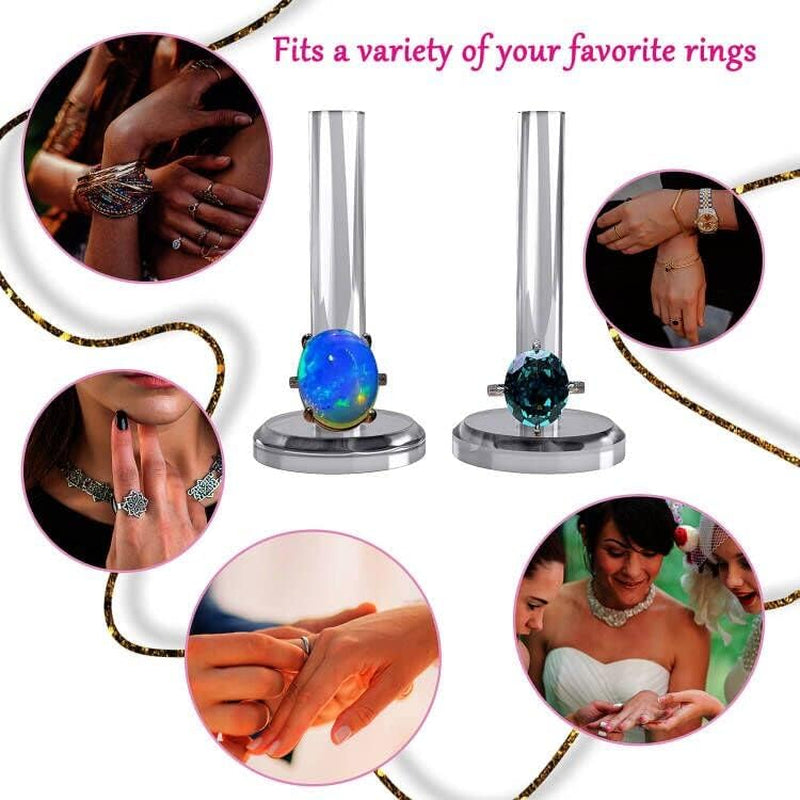 2 Pcs Ring Holder for Jewelry Hand Ring Holder Jewelry Stand, Jewelry Display Stand Ring Storage Holder Crystal Clear Acrylic, Finger Ring Jewelry Ring/Wedding Ring Display Ring Organizer for Women  Hsufeng   
