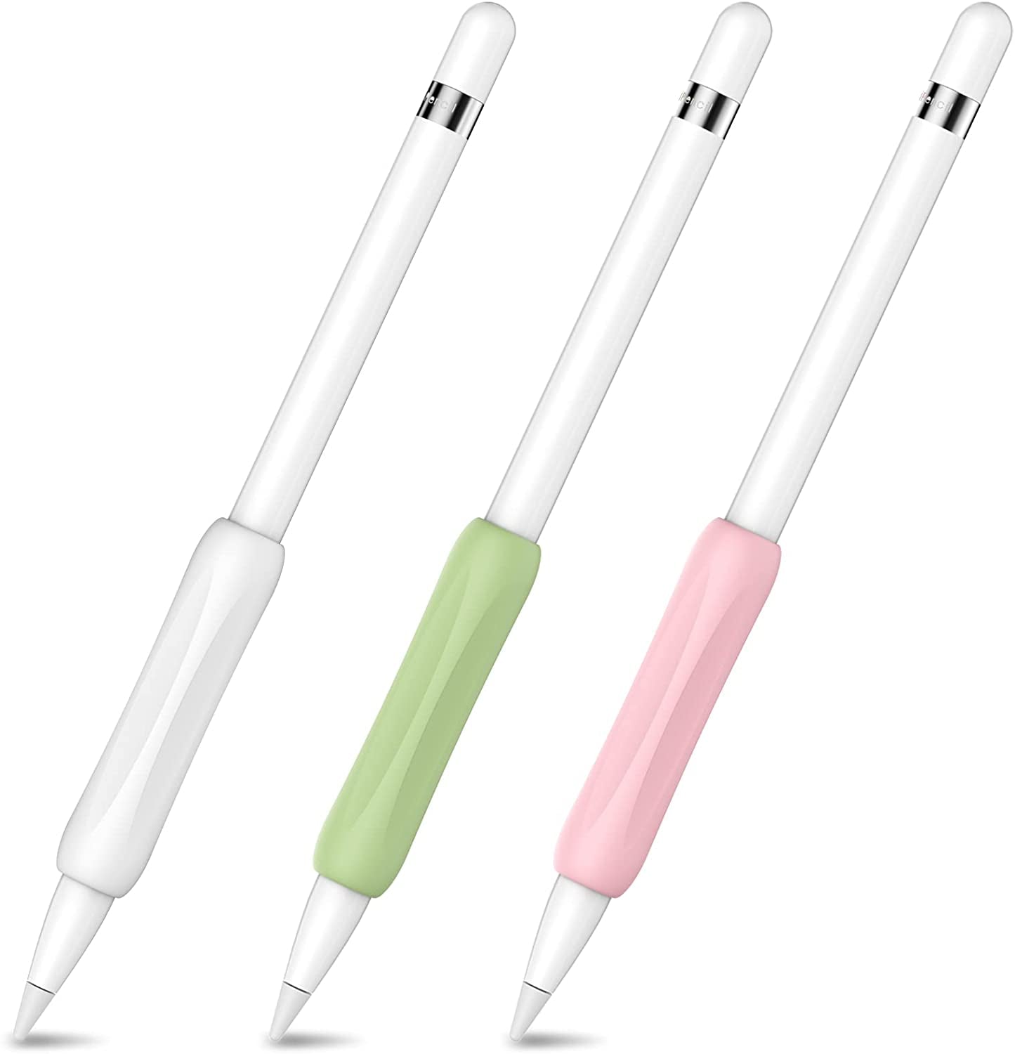 Ahastyle 3 Pack Cap Replacement Holder with Anti-Lost Strap Silicone Protective Cap Cover for Apple Pencil 1St Generation(White, Pink, Avocado Green)  AHASTYLE White+ Pink+Avocado Green Apple Pencil Grip 