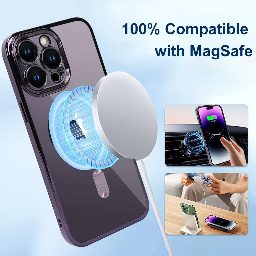 ZIYE Magnetic Case for Iphone 13 Pro Max Case [Compatible with Magsafe] Camera Lens Protector Plating Luxury Cover for Women Men Clear Soft TPU Shockproof Protective Phone Case - Purple  ZIYE   
