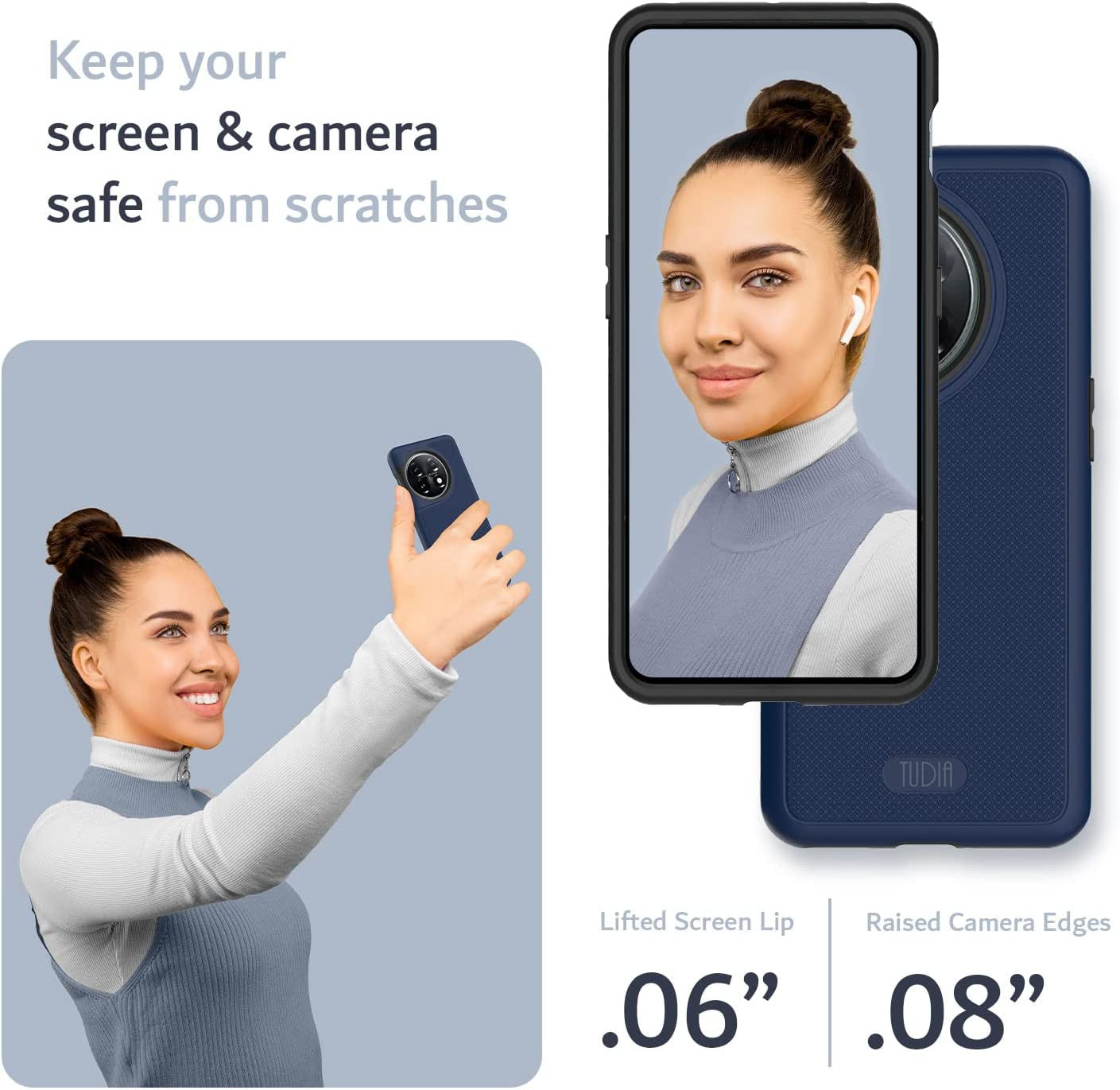 TUDIA Dualshield Grip Designed for Oneplus 11 Case 5G (2023), [Mergegrip] Dual Layer Shockproof Slim Military Grade Non-Slip Tough Heavy Duty Protective Phone Case Cover (Indigo Blue)  TUDIA   