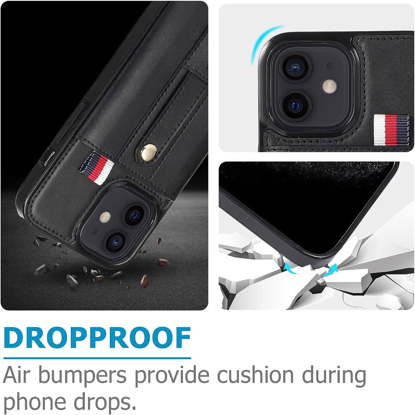 ZCDAYE Wallet Case for Iphone 13 with Card Holder, Non-Slip Finger Holder Adjustable Leather Loop Strap Anti-Scratch Protective Phone Cover for Iphone 13 (6.1 Inches), Black  ZCDAYE   