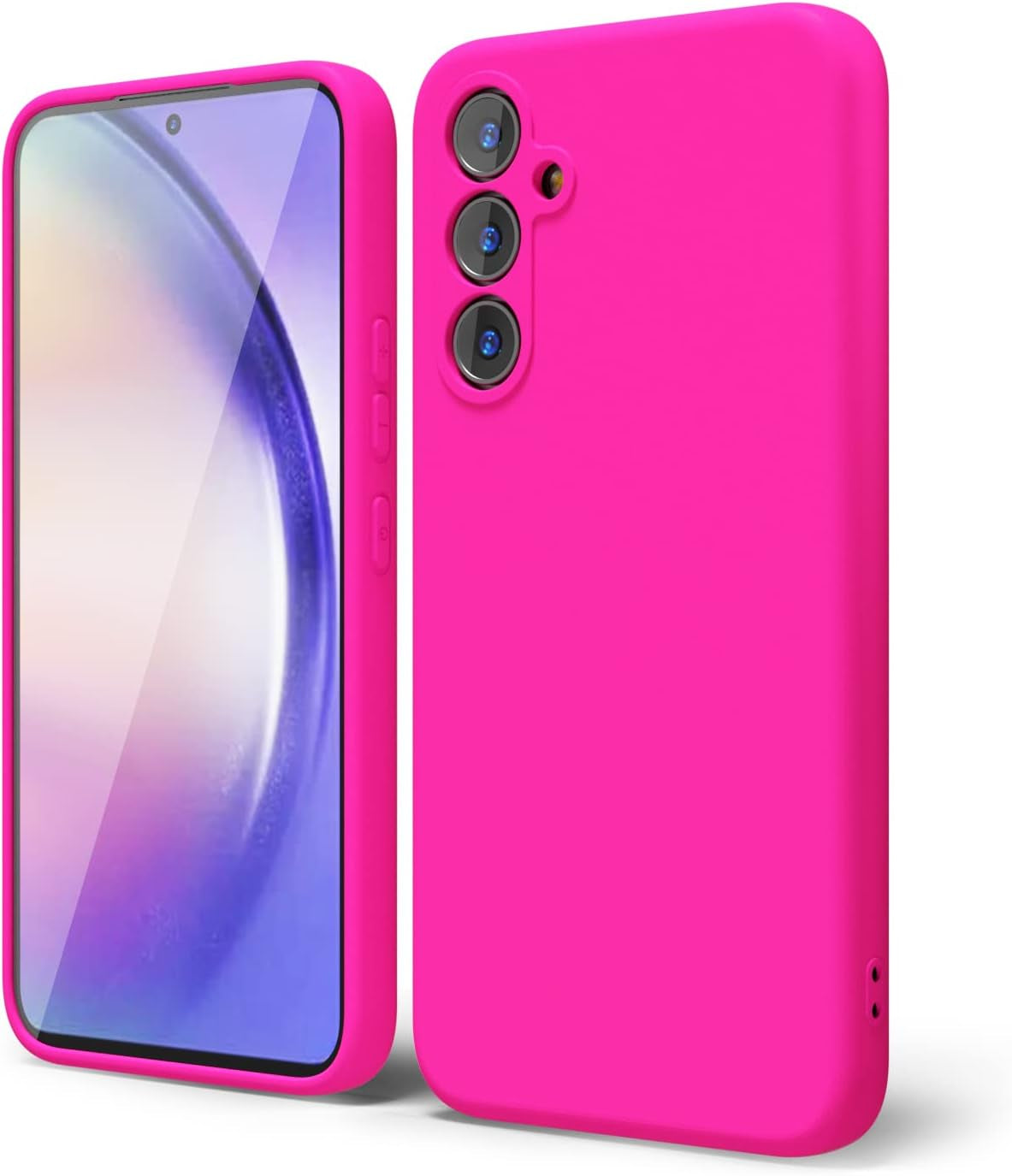 Oakxco for Samsung Galaxy A53 Phone Case Liquid Silicone, Cute Thin Slim Soft Rubber TPU Plain Smooth Gel Cover for Women Girl, Matte Solid Protective & Shockproof, Black  oakxco Hot Pink A54 