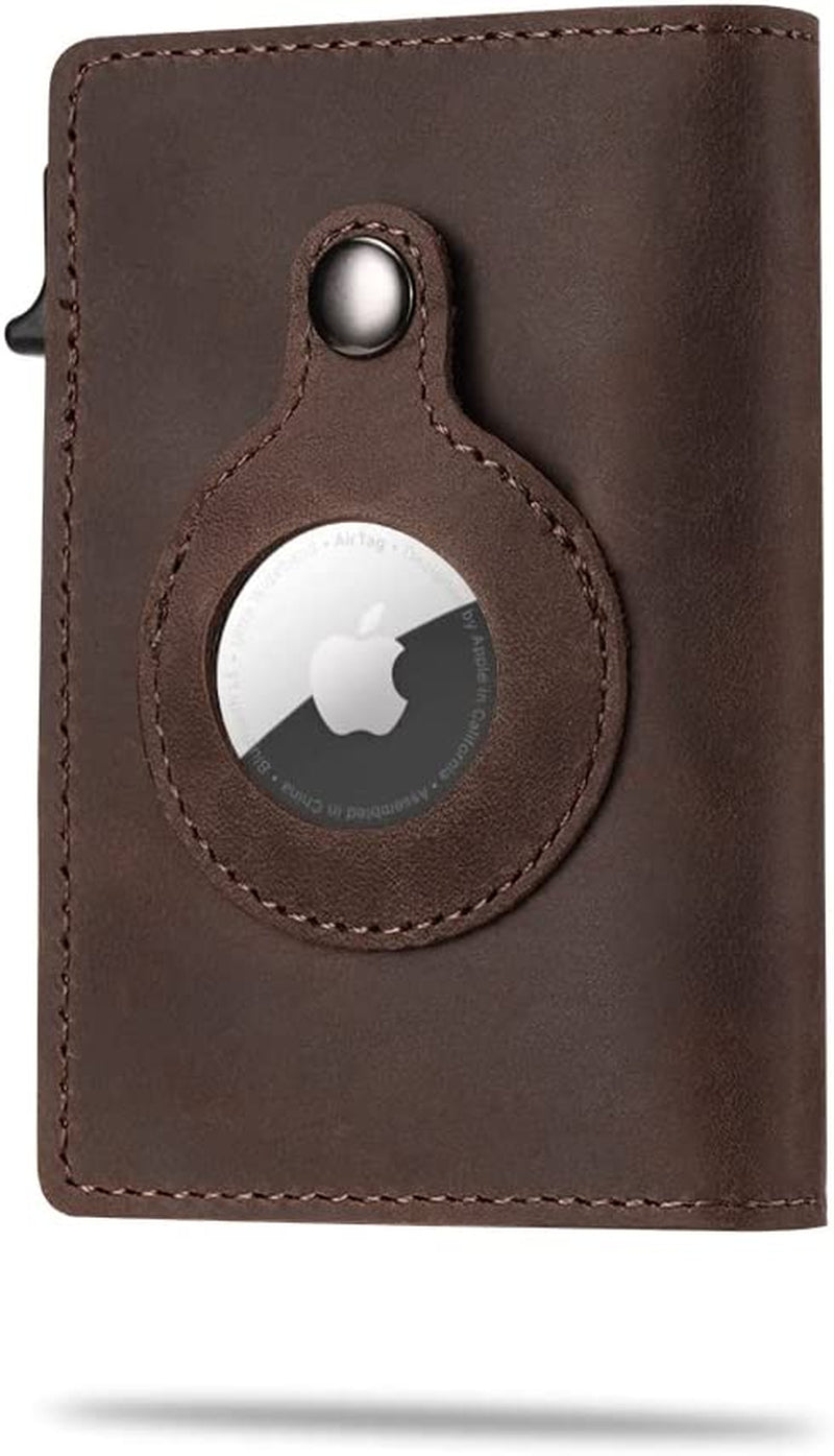 Kanley Airtag Leather Wallet with Tracker Holder Smart Wallet for Men with Tracking Case – Smart Wallet with Card Holder Slots and Money Clip – Christmas, Father’S Day, Birthday (Black)  Kanley Brown  