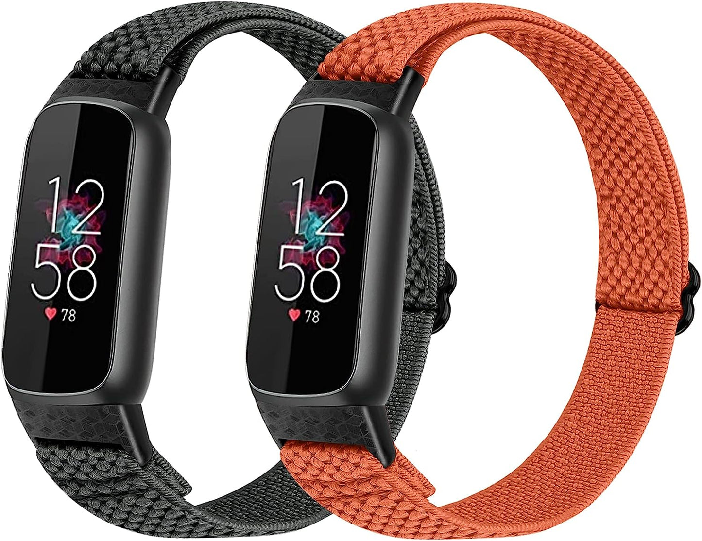XFYELE Elastic Nylon Band Compatible with Fitbit Luxe / Special Edition，Stretchable Breathable Nylon Sport Loop Replacement Strap for Fitbit Luxe for Men Women  XFYELE Gray-Orange  