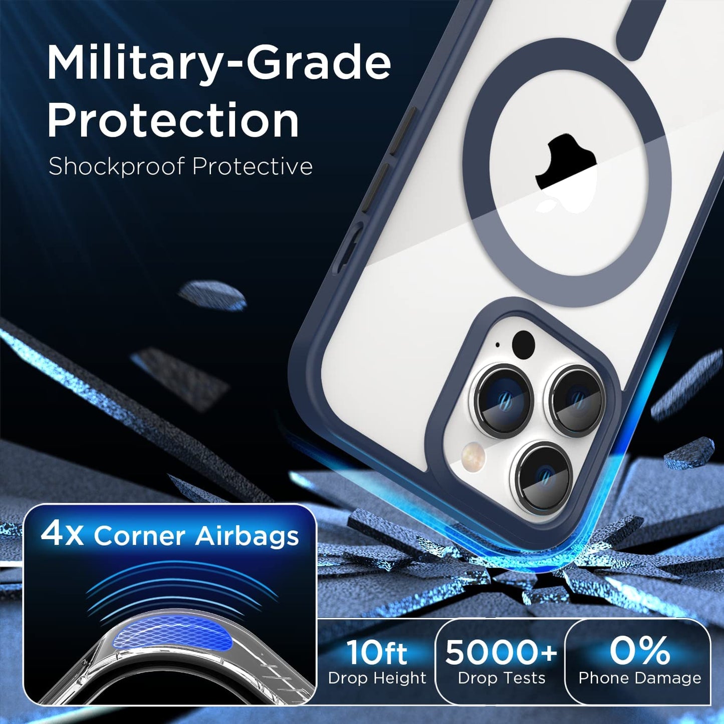 [2023 New] for Iphone 14 Pro Case with Magsafe, [Strong Magnet] [Non-Yellowing] [Military Grade Protection] Magnetic Slim Fit Bumper Mag Safe Thin Phone Cover for (Apple 14Pro, Clear Blue)  Gotrays Gavin LLC   