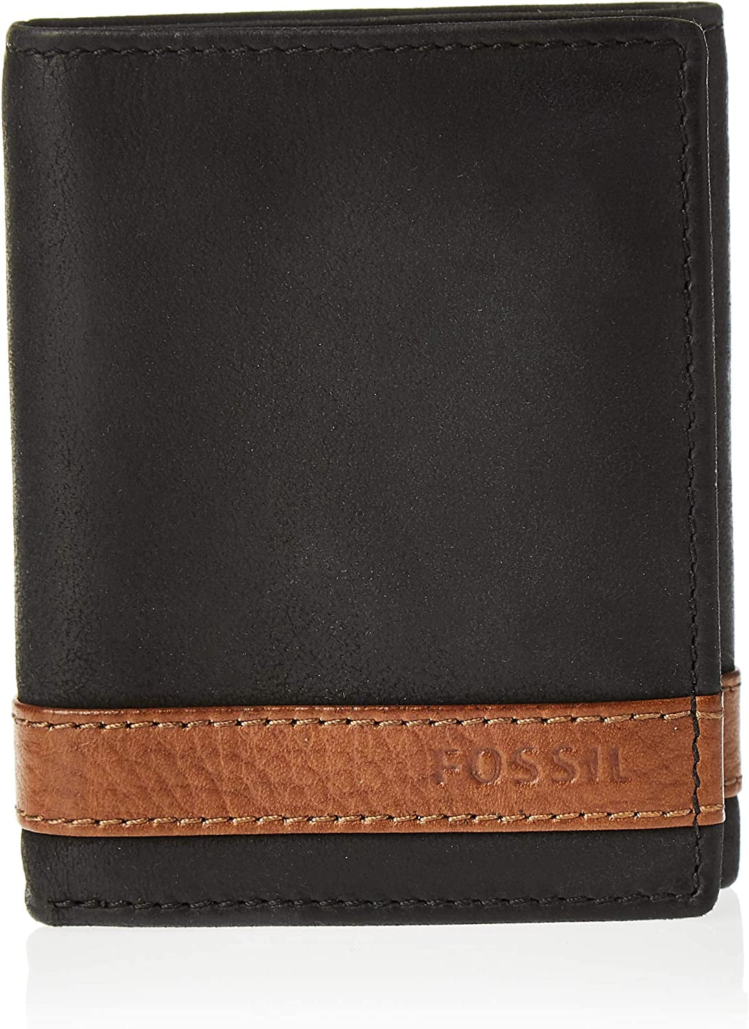 Fossil Men'S Leather Trifold Wallet  Fossil Men's Accessories Quinn Black  