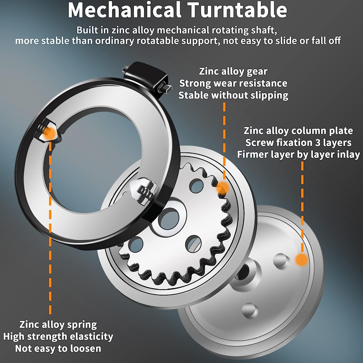 TACOMEGE Smooth Alloy Phone Ring Grip Holder, 360 Rotation Finger Ring Kickstand for Iphone, Ipad, Samsung, and All Smartphones Tablets (PRG-B)  TACOMEGE   