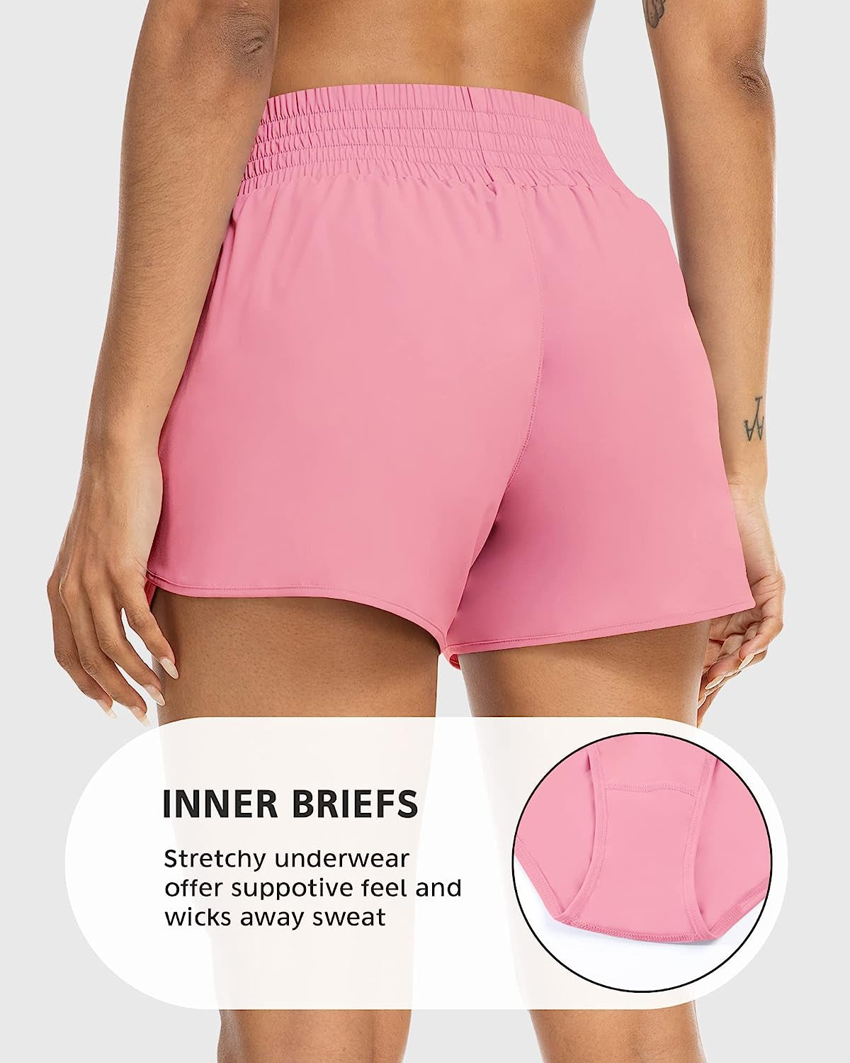 YEZII Athletic Shorts for Women with Pockets High Waist Running Workout Shorts Gym Yoga White Summer Shorts  YEZII   