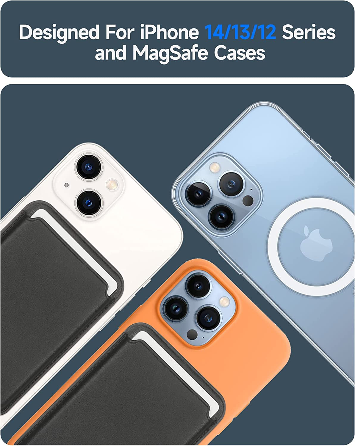 LCYATSI Magnetic Card Wallet Holder with Magsafe for Iphone 12/13/14 Mini/Plus/Pro/Max, Magnetic Cell Phone Wallet Card Holder for Magsafe Compatible with Most of Cell Phone Black  LCYATSI   