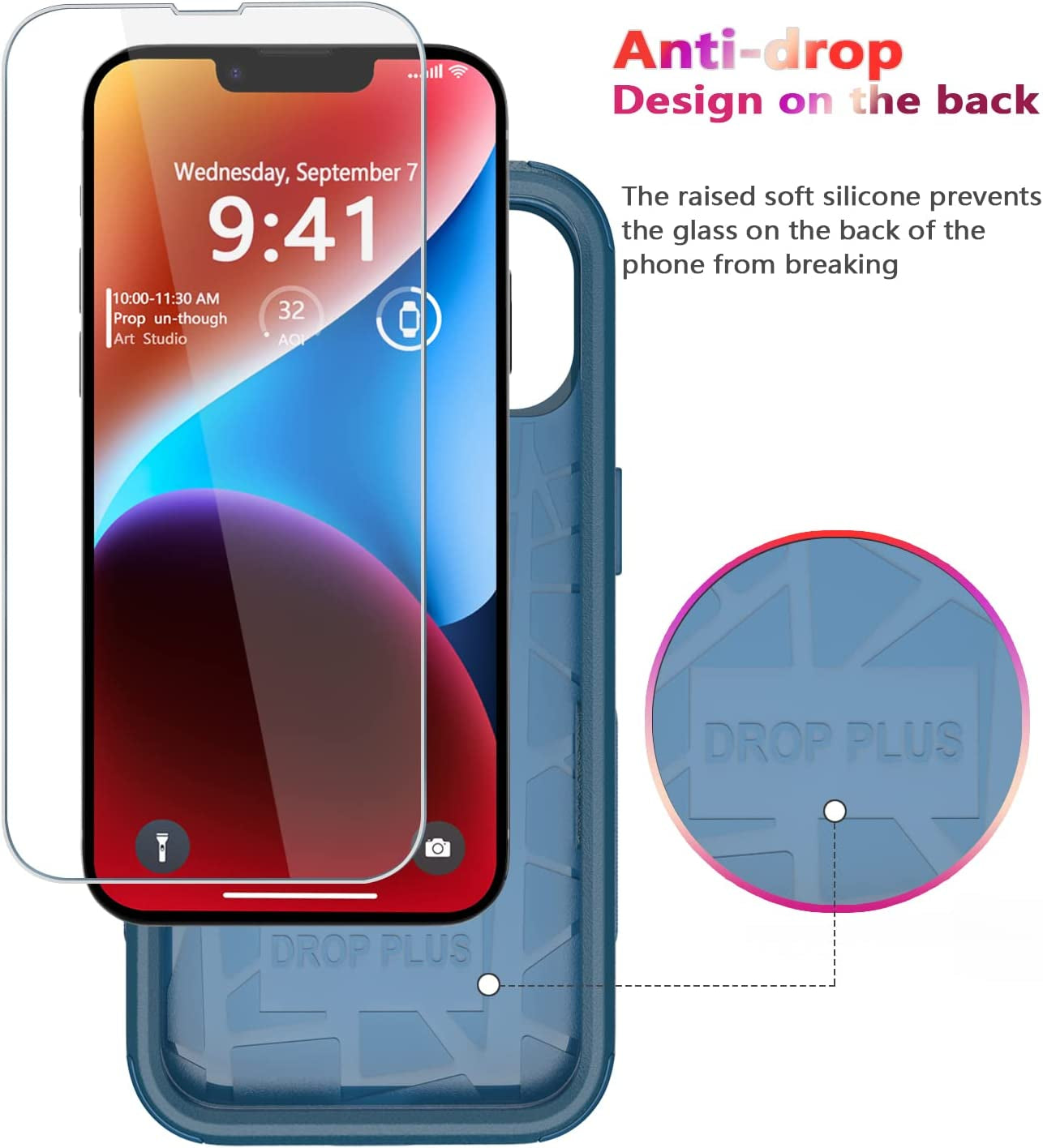 Diverbox for Iphone 14 Case [Shockproof] [Dropproof] [Tempered Glass Screen + Camera Lens Protector],Heavy Duty Protection Phone Case Cover for Apple Iphone 14 (Blue)  DiverBox   