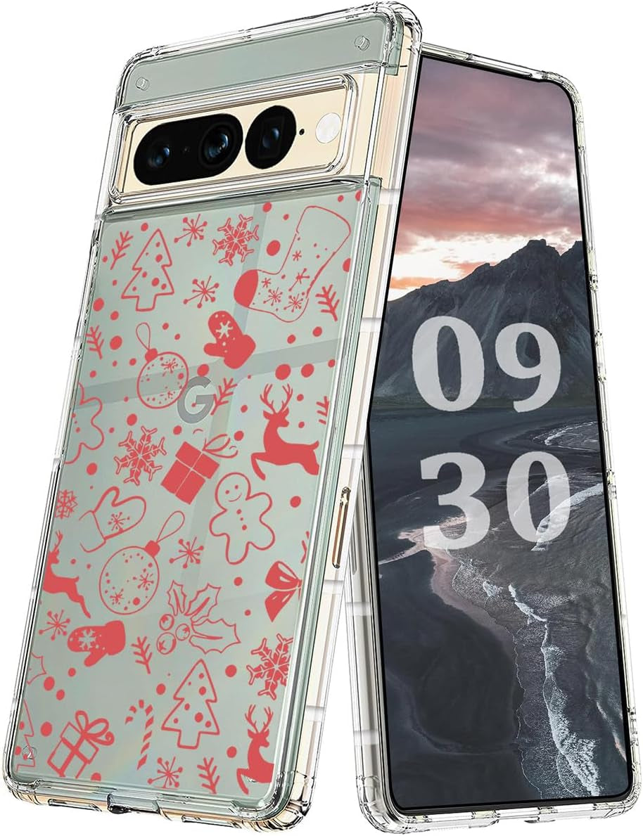 YCJACE Google Pixel 6 Pro Case Clear with Christmas Design Soft Flexible TPU Ultra-Thin Shockproof Anti-Scratch Bumper Protective Cover Case for Google Pixel 6 Pro-Christmas  YCJACE Christmas Google Pixel 7 Pro 