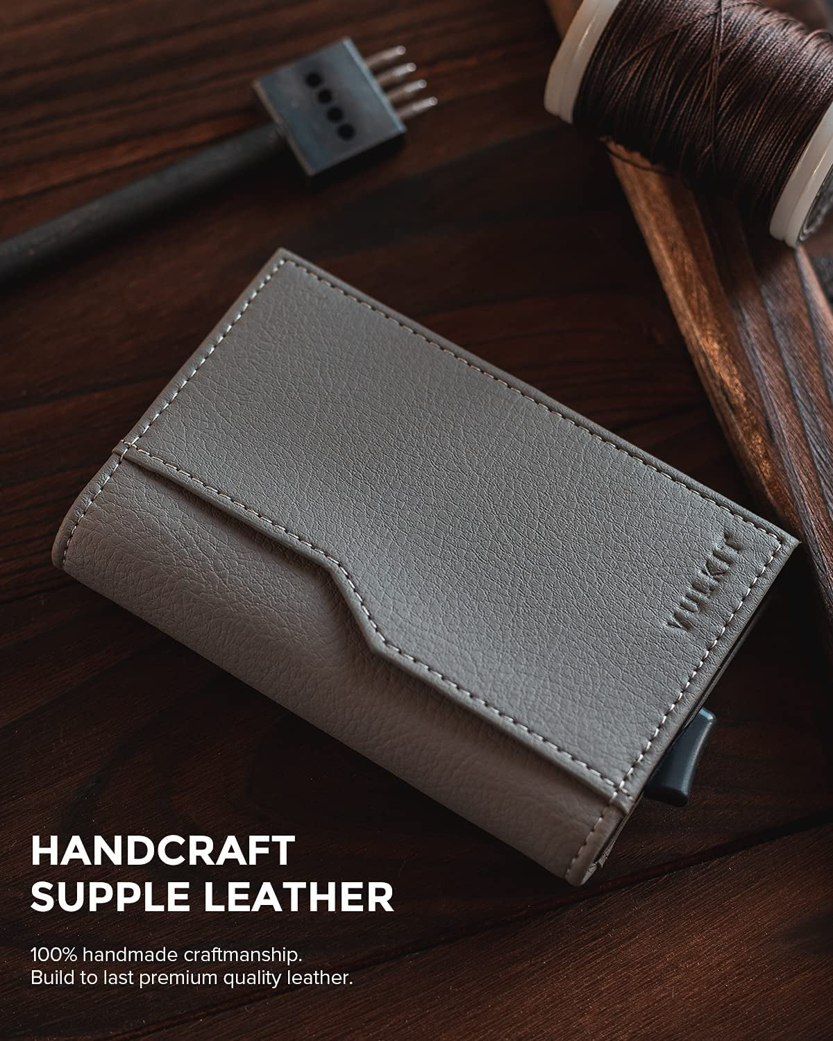 VULKIT Card Holder with ID Window Pop up Cards Slim Leather Wallet RFID Protection up to 12 Cards Card Case  VULKIT   