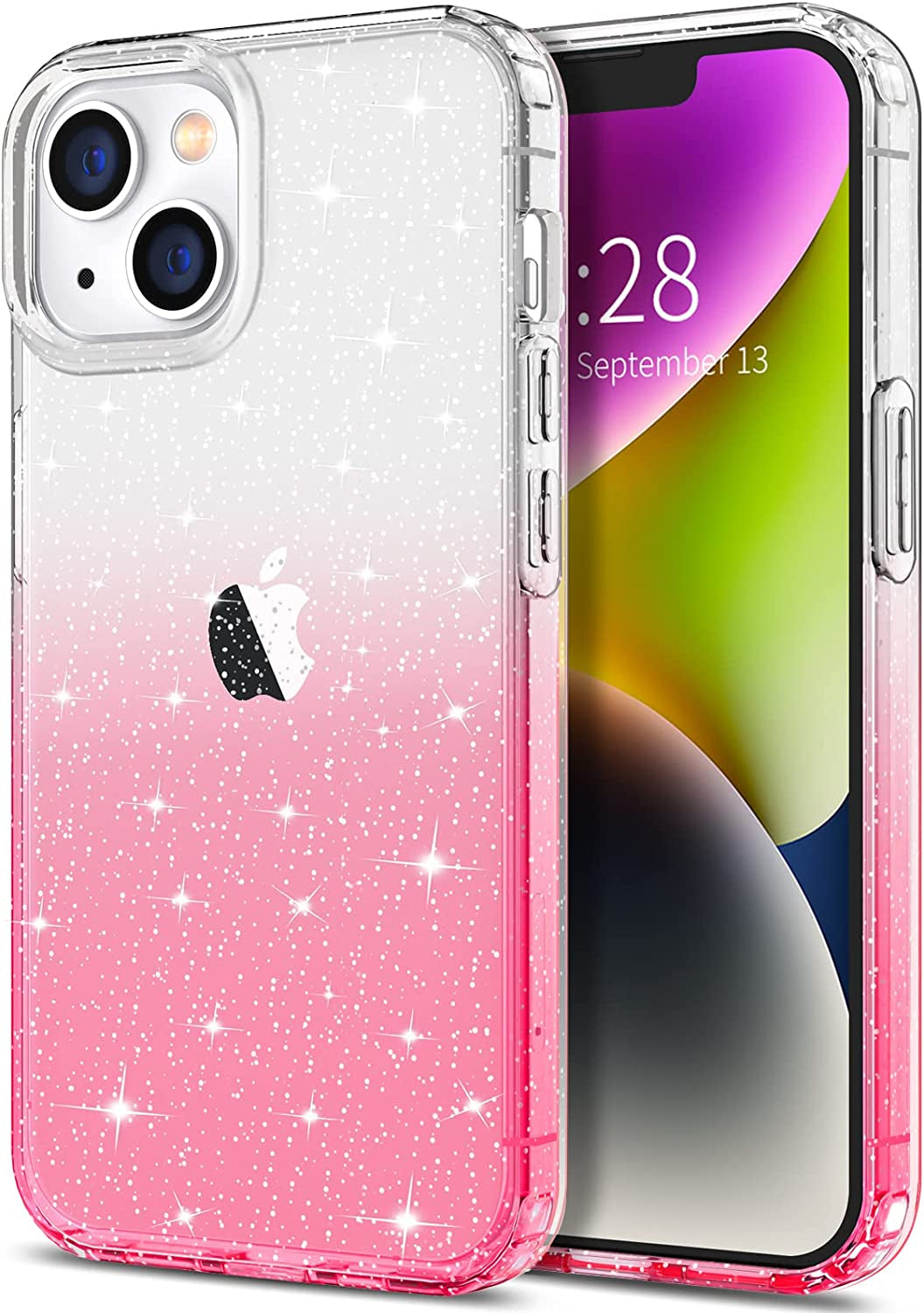 Hython Case for Iphone 14 Case Glitter, Cute Sparkly Clear Glitter Shiny Bling Sparkle Cover, Anti-Scratch Soft TPU Thin Slim Fit Shockproof Protective Phone Cases for Women Girls, Clear/Blue Glitter  Hython Clear/Pink Glitter  