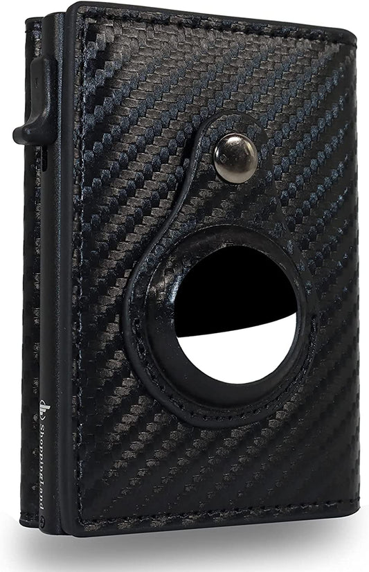 Airtag Wallet Men - Smart Wallet for Men with Tracker Holder, Minimalist Pocket-Sized Credit Card Case with Rfid Blocking Technology, Trackable Wallet - Store up to 9 Cards (Carbon Fiber)  ShoppingLand   