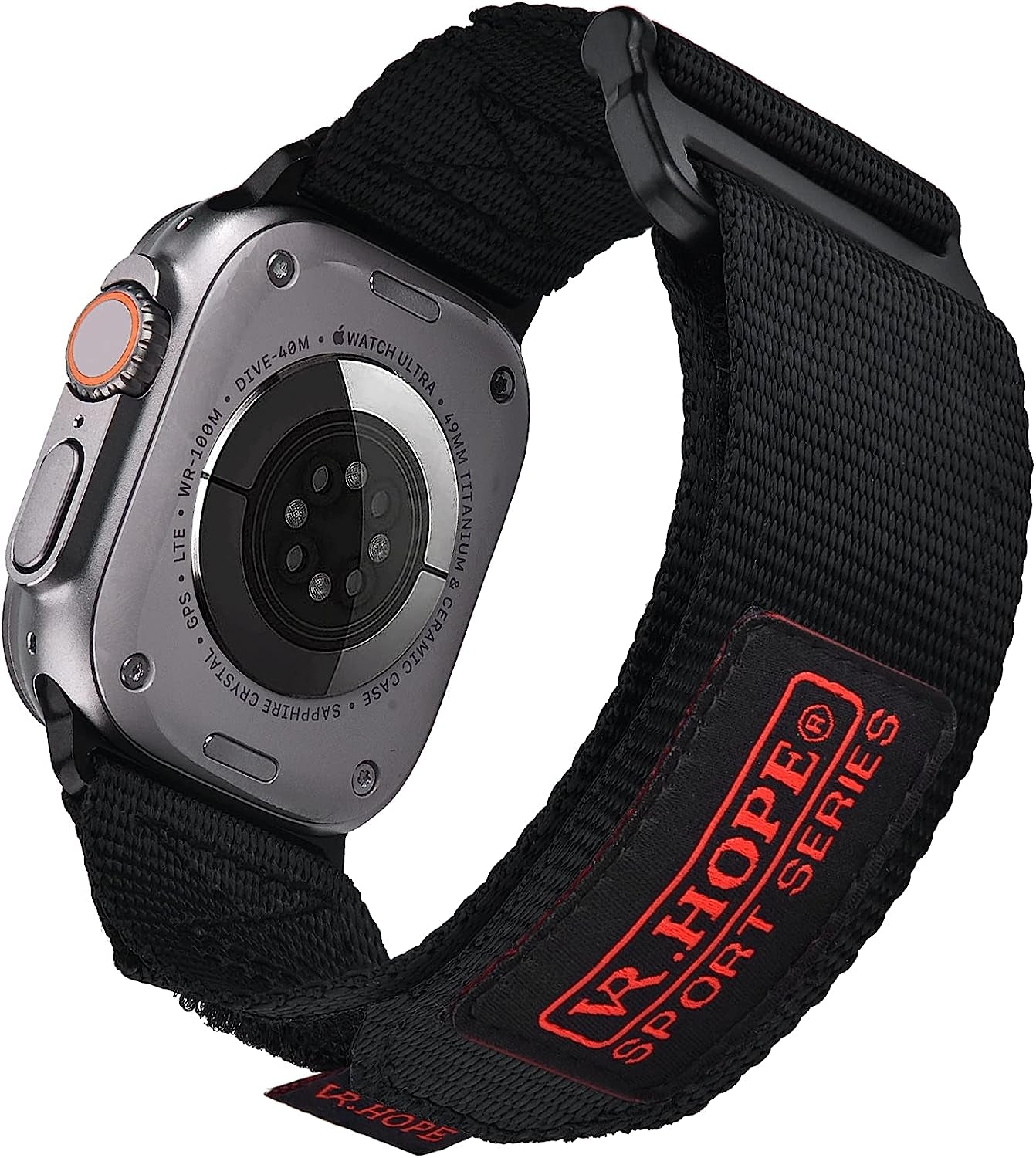 V.R.HOPE Watch Band Compatible with Apple Watch Ultra 49Mm 45Mm 44Mm 42Mm 41Mm 40Mm 38Mm for Men, Paracord Woven Braided Wristbands Sport Style for Iwatch Ultra Series 8 7 6 5 4 3 2 1 SE  V.R.HOPE Black-1 49/45/44/42mm 