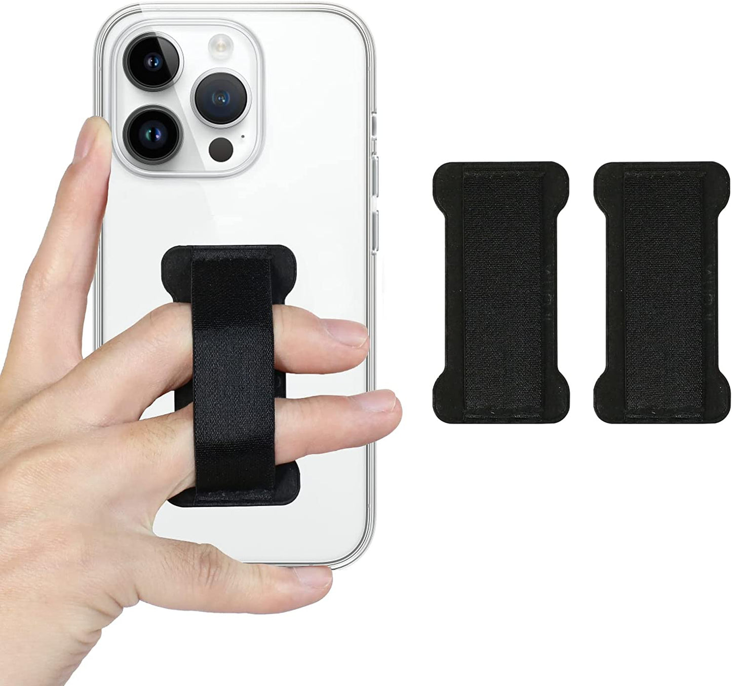 WUOJI - Finger Strap Phone Holder - Ultra Thin Anti-Slip Universal Cell Phone Grips Band Holder for Back of Phone - 2Pack(Black)  WUOJI   