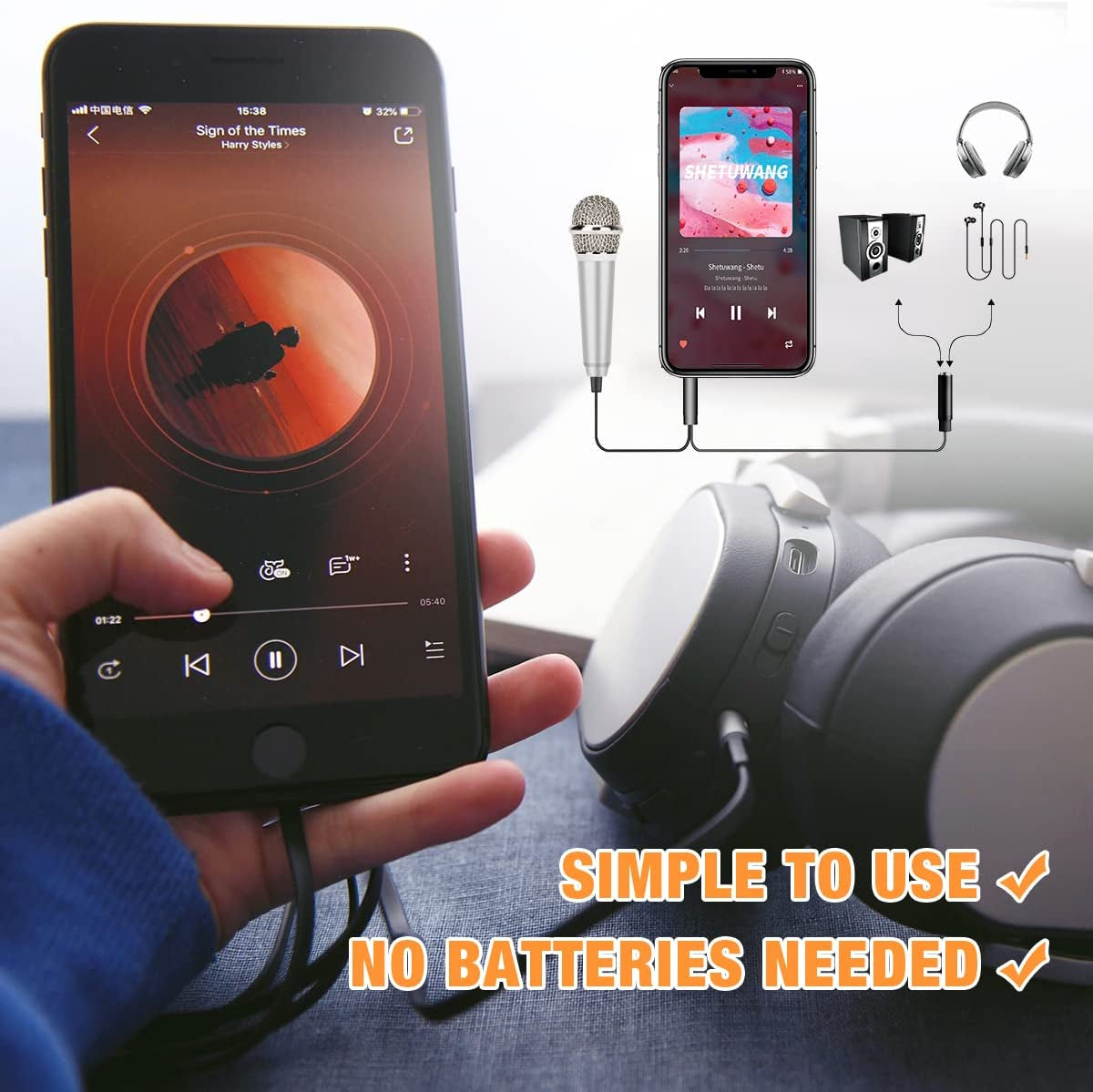 Mini Microphone,Portable Vocal Tiny Microphone, Asmr Microphone,Phone Microphone, Mini Karaoke Microphone for Voice Recording Chatting and Singing on Iphone,Android,Laptop Notebook（Silver）  DELADOLA   