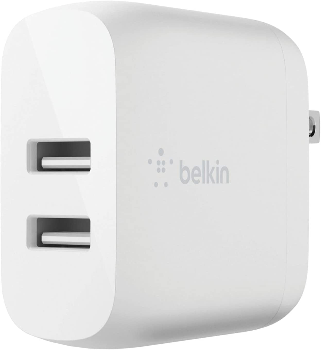 Belkin 24W Dual Port USB Wall Charger - Iphone Fast Charging - USB Charging Block for Power Bank, Iphone 14, Iphone13, Iphone 12, Iphone 11, Ipad Pro, Samsung & More, Iphone Cable Not Included  Belkin Includes mUSB Cable Charger 