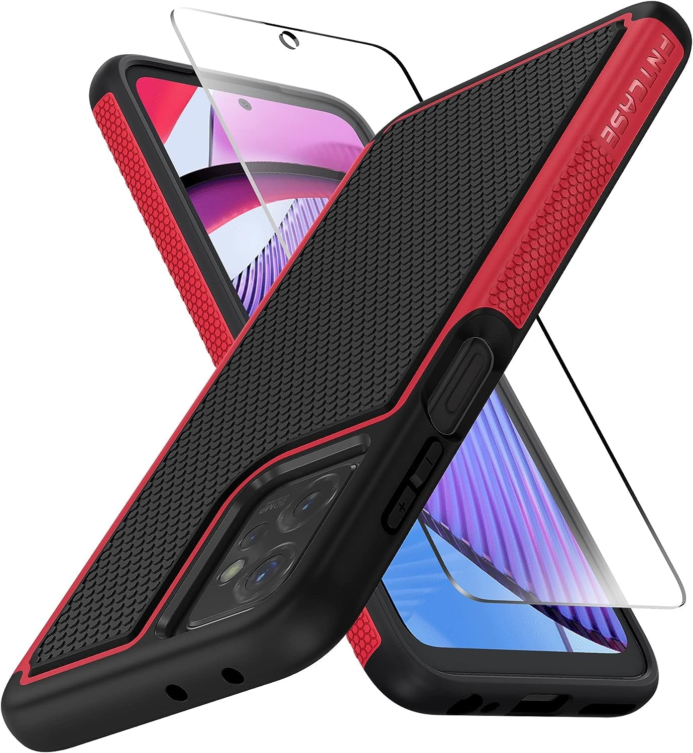 FNTCASE for Motorola Moto G-Power-5G 2023 Case: Moto G 5G 2023 Case Dual Layer Shockproof Protective Textured Design Cell Phone Cover Heavy Duty Rugged Tough Back Hardshell Hybrid Slim Basic Case  FNTCASE Shiny Red  