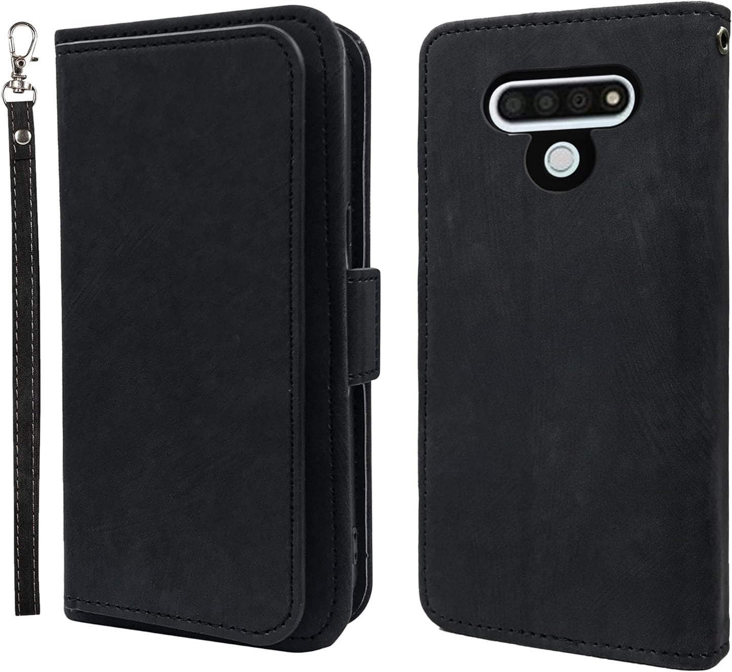 Furiet Compatible with LG V35 Thinq V30 plus Wallet Case Wrist Strap Lanyard Leather Flip Card Holder Stand Cell Accessories Phone Cover for LGV30 LGV35 LG30 LG35 V 30 35 V30+ V30S H931 Men Black  Furiet   