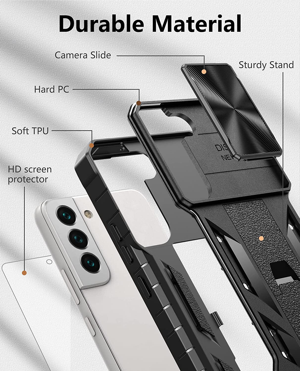 WTYOO for Samsung Galaxy S22 Protective Case: Military Grade Drop Proof Protection Mobile Cover with Kickstand | Rugged Shockproof TPU Matte Textured | Sturdy Cell Phone Bumper  WTYOO   