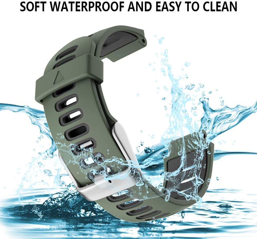 ISABAKE Watch Band for Garmin Forerunner 735Xt/230/220/235/620/630,Compatible with Garmin Approach S20/S5/S6,Soft Silicone Replacement Wristbands with Metal Buckle,One Size (Army Green)  Isabake   