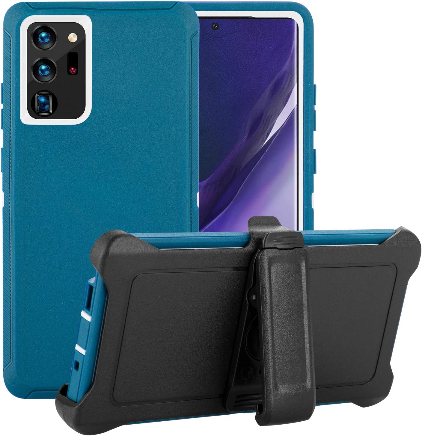 Galaxy Note 20 Case,Drop Protection Full Body Rugged Heavy Duty Case,Shockproof/Drop/Dust Proof 3-Layer Protective Durable Cover for Samsung Galaxy Note 20 (Black)  Cljlixcy Seas Blue/White With Belt Clip Compatible With Galaxy Note 20 Ultra (6.9 Inch) 