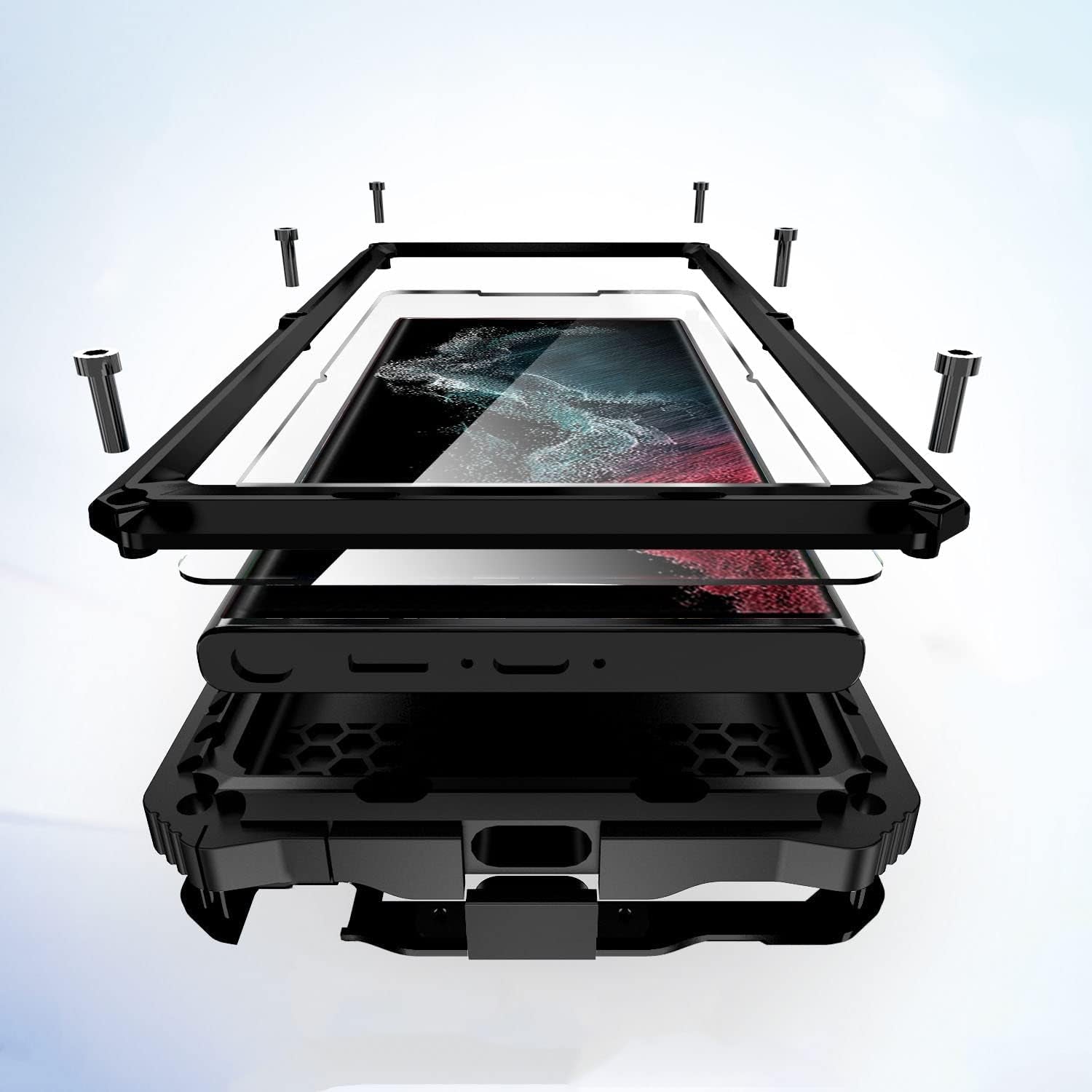 Lunivop for Samsung Galaxy S22 Ultra Case Metal Hard Armor Compatible with S22Ultra 5G Phone Cover Case Para Heavy Duty Screw Built in Glass Camera Screen Protector Metalicas Military Grade (Black)  Lunivop   