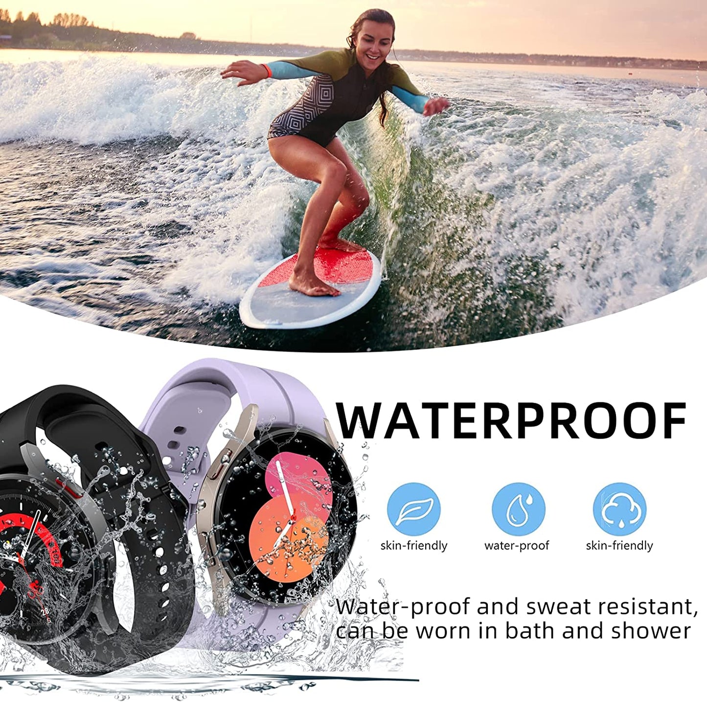 8 PACK Compatible for Samsung Galaxy Watch 5 Pro 45Mm/Galaxy Watch 5 40Mm 44Mm Band, No Gap Silicone Replacment Strap with Colorful Buckle  kitway   