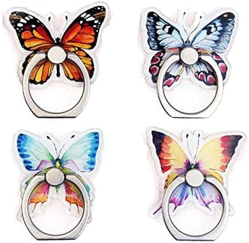 4-Pcs Phone Ring Holder Stand, Cute Animal Dogs Cats Butterfly Ring Stand 360 Rotation Finger Ring Grip Kickstand for Cellphones and Tablets (Dogs Ring)  Mixtecc Butterfly Ring  