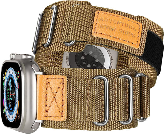 Wide Nylon Band Compatible with Apple Watch Band 49Mm 45Mm 44Mm 42Mm, Breathable Outdoor Sport Bracelet with 3 Loops, Men Military Rugged Strap for Iwatch Bands Series 8/7/6/5/4/3/2/1/SE Ultra  Melyis   