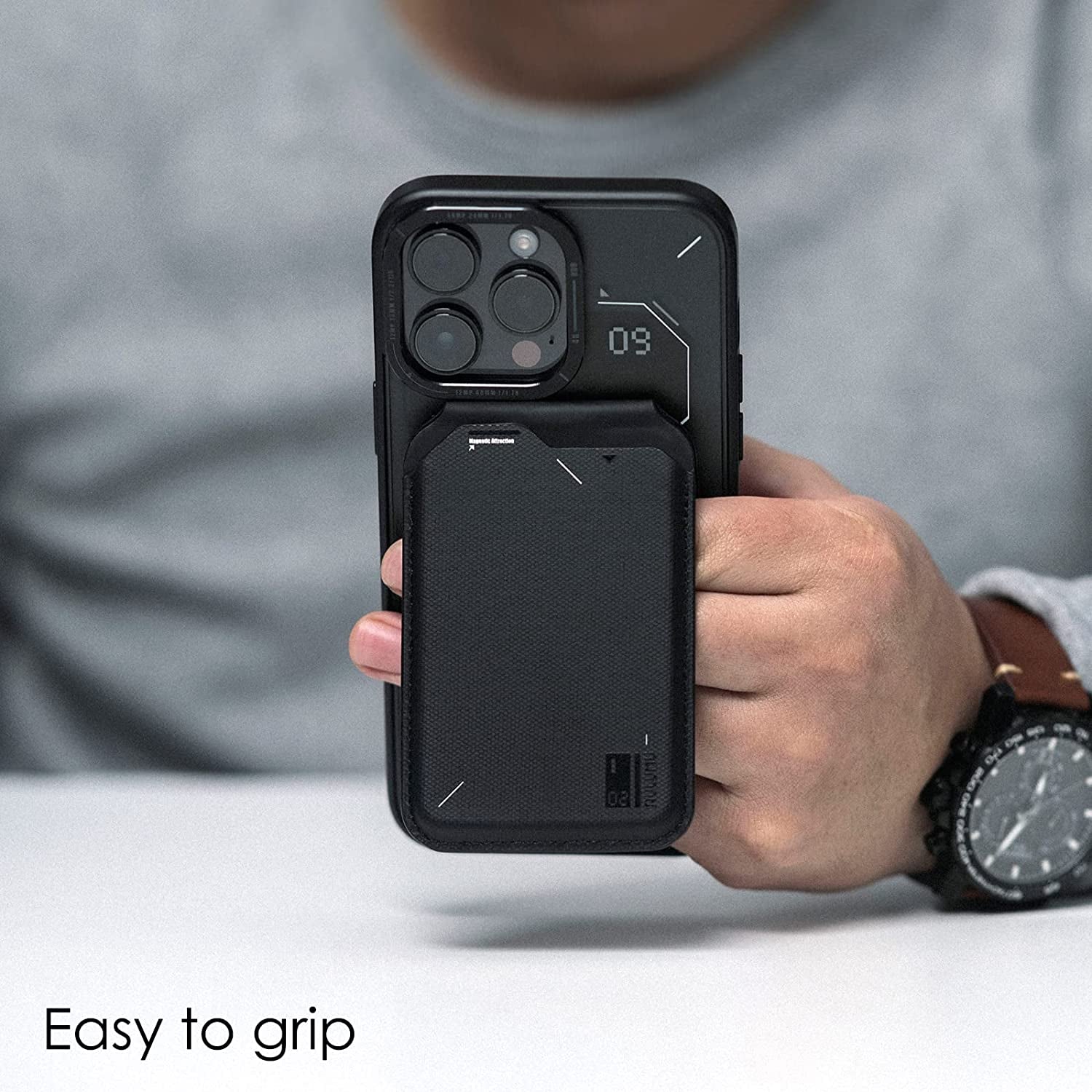 Aulumu G02 [2-In-1] Mag Safe Card Wallet Holder [Lightweight Version], Adjustable Stand, Open ID Window, Magnetic Phone Wallet Stick on for Iphone 14 Pro Max/14 Pro/14/14 Plus/13/12 Series Black  aulumu   