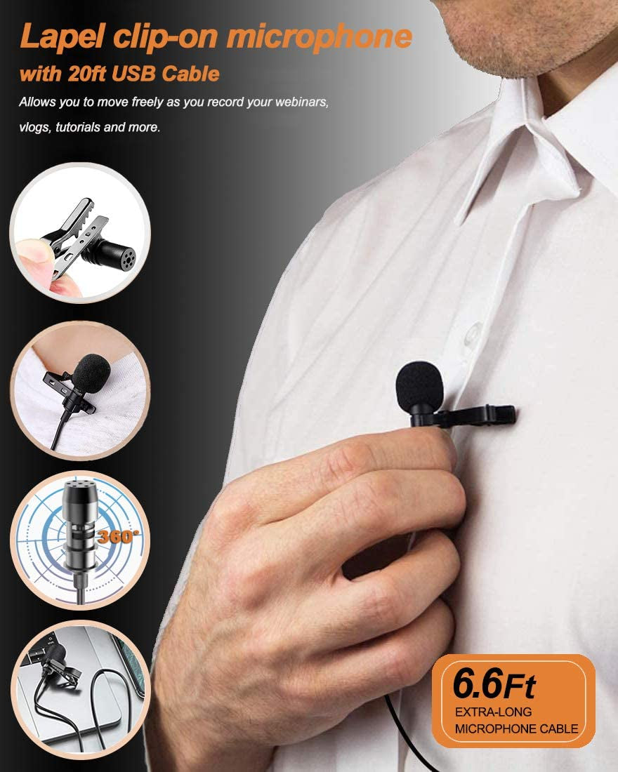 Z ZAFFIRO Lavalier Lapel Microphone Kit Clip on Omnidirectional Condenser Lav Mic for Iphone, Ipad, DSLR, Camcorder, Zoom/Tascam Recorder, PC, Macbook, Samsung Android, Smartphones  Z ZAFFIRO   